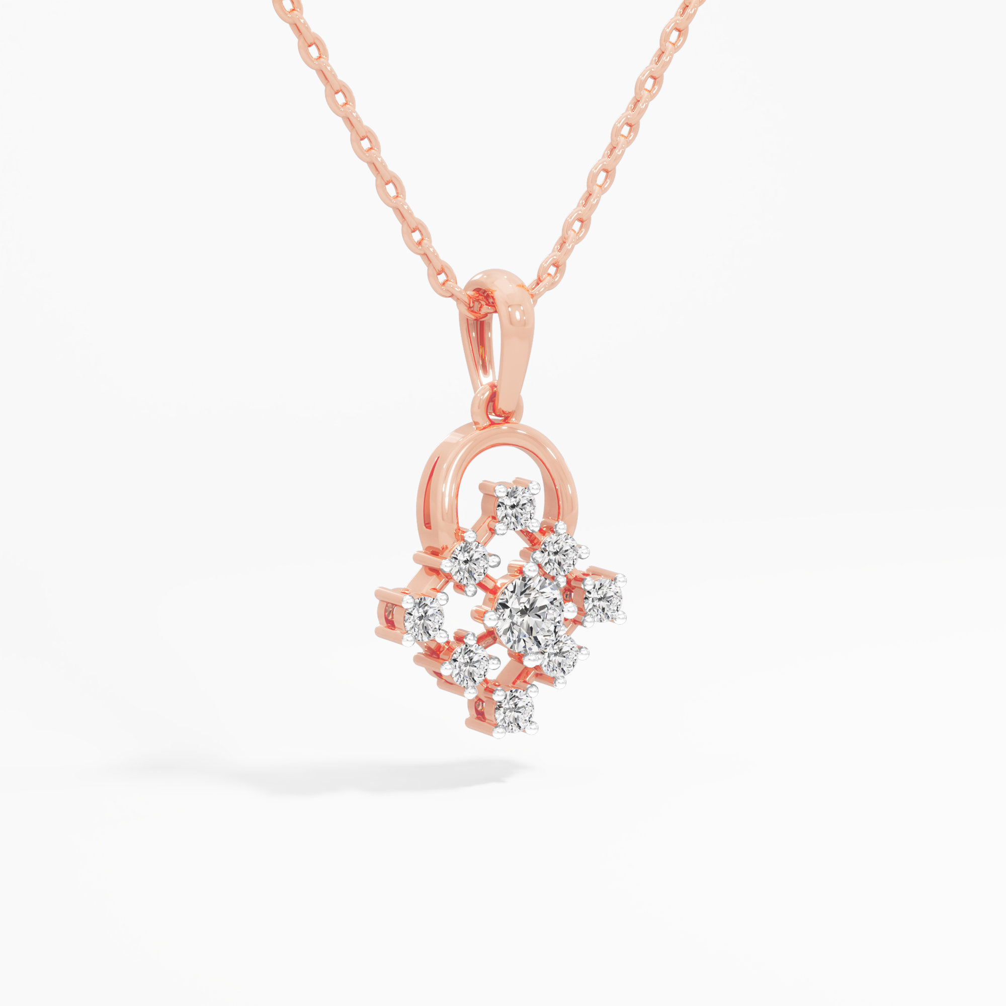 Clover Muse Diamond Pendant in 9KT Rose Gold (Diamond Quality:FG-VVS VS)