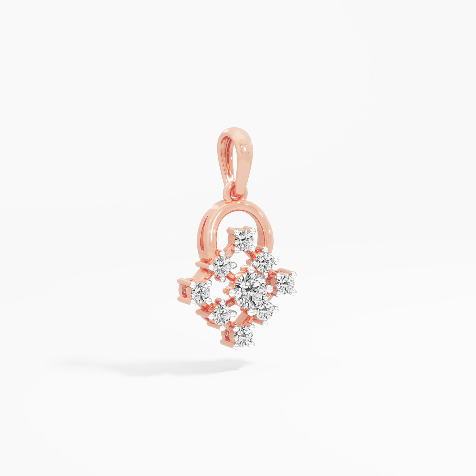 Clover Muse Diamond Pendant in 9KT Rose Gold (Diamond Quality:FG-VVS VS)