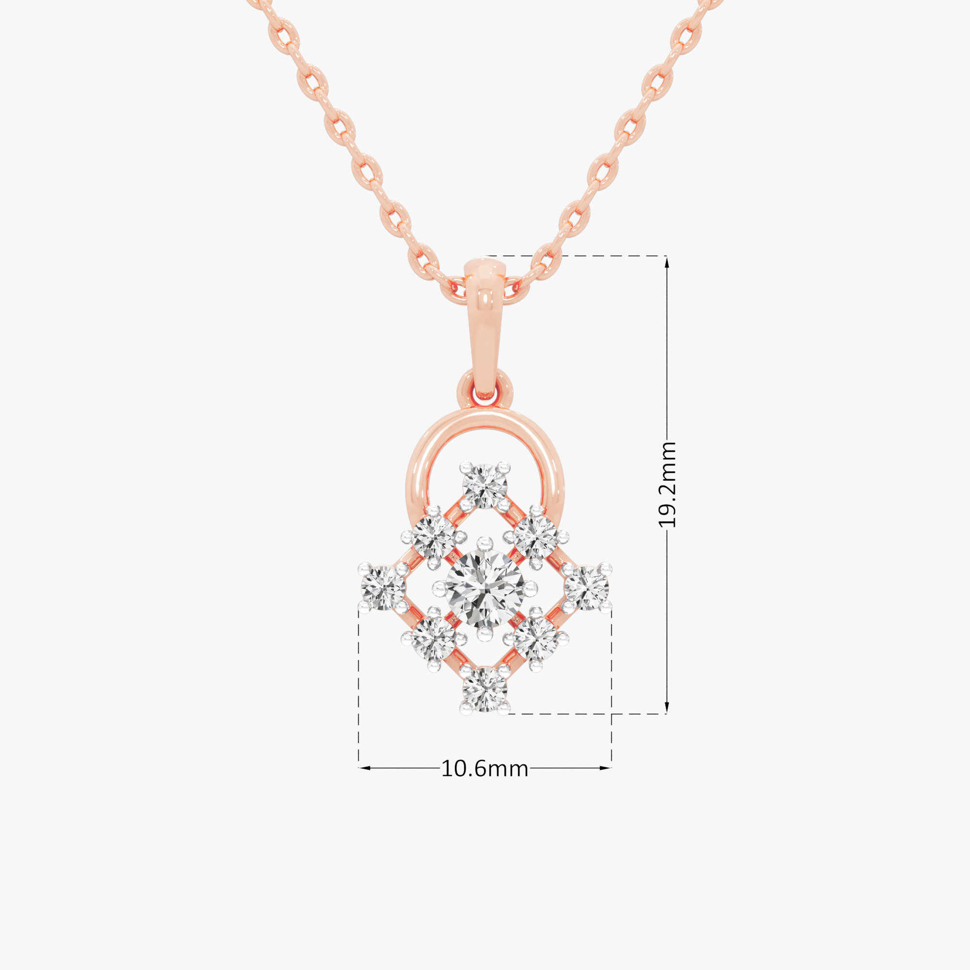 Clover Muse Diamond Pendant in 9KT Rose Gold (Diamond Quality:FG-VVS VS)
