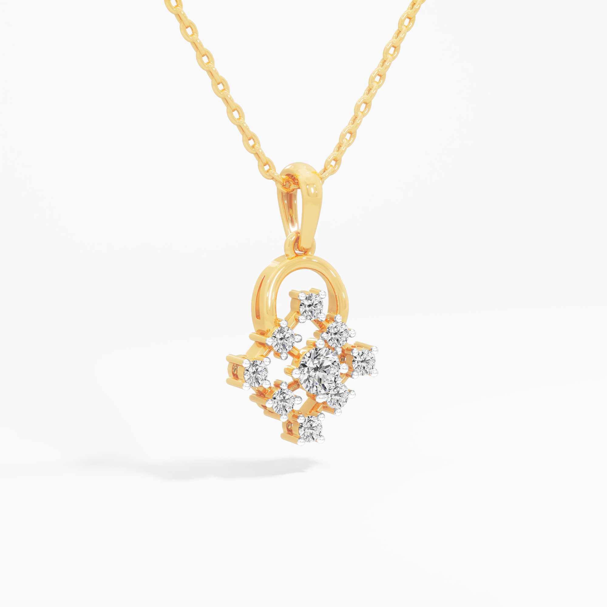 Clover Muse Diamond Pendant in 9KT Yellow Gold (Diamond Quality:FG-VVS VS)