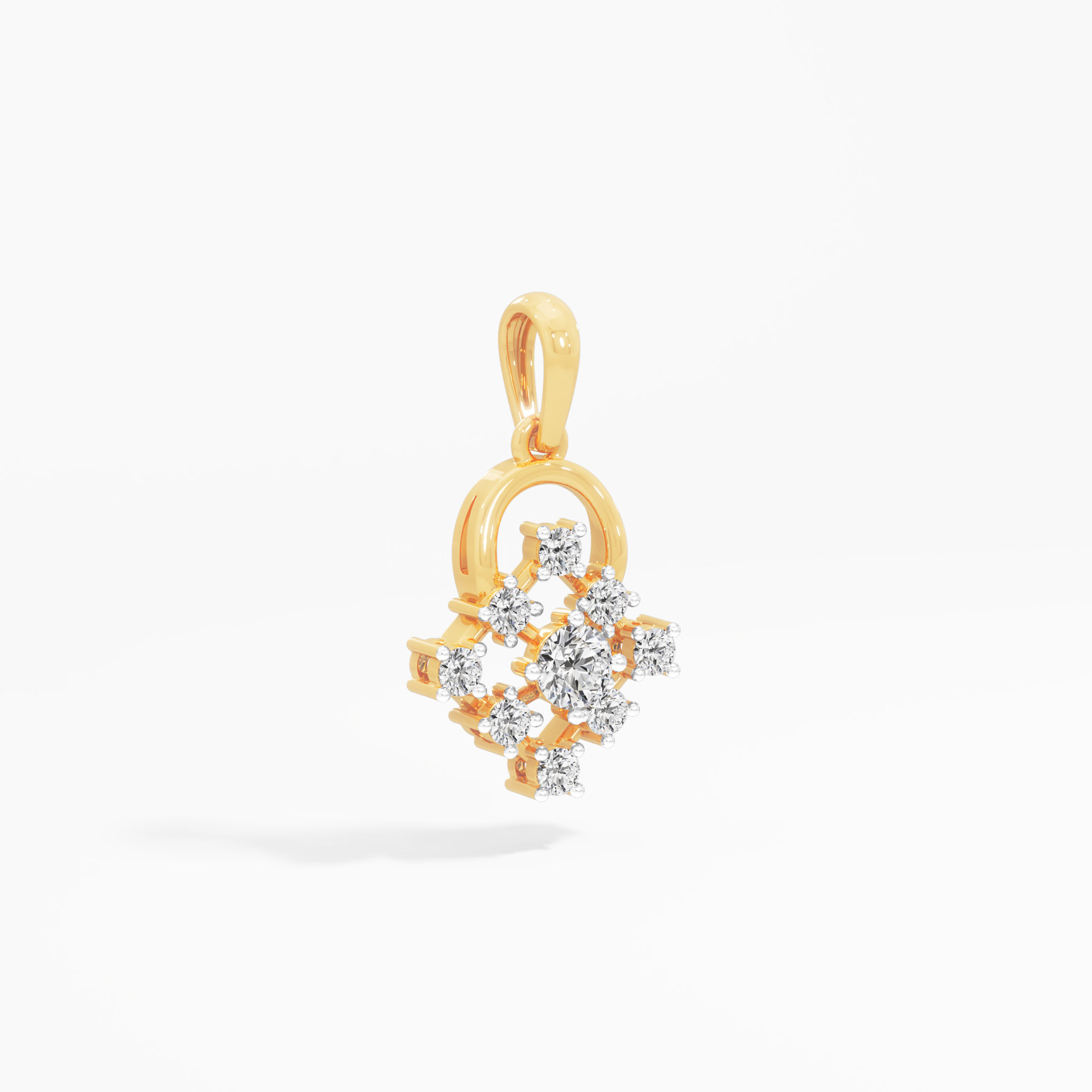 Clover Muse Diamond Pendant in 9KT Yellow Gold (Diamond Quality:FG-VVS VS)