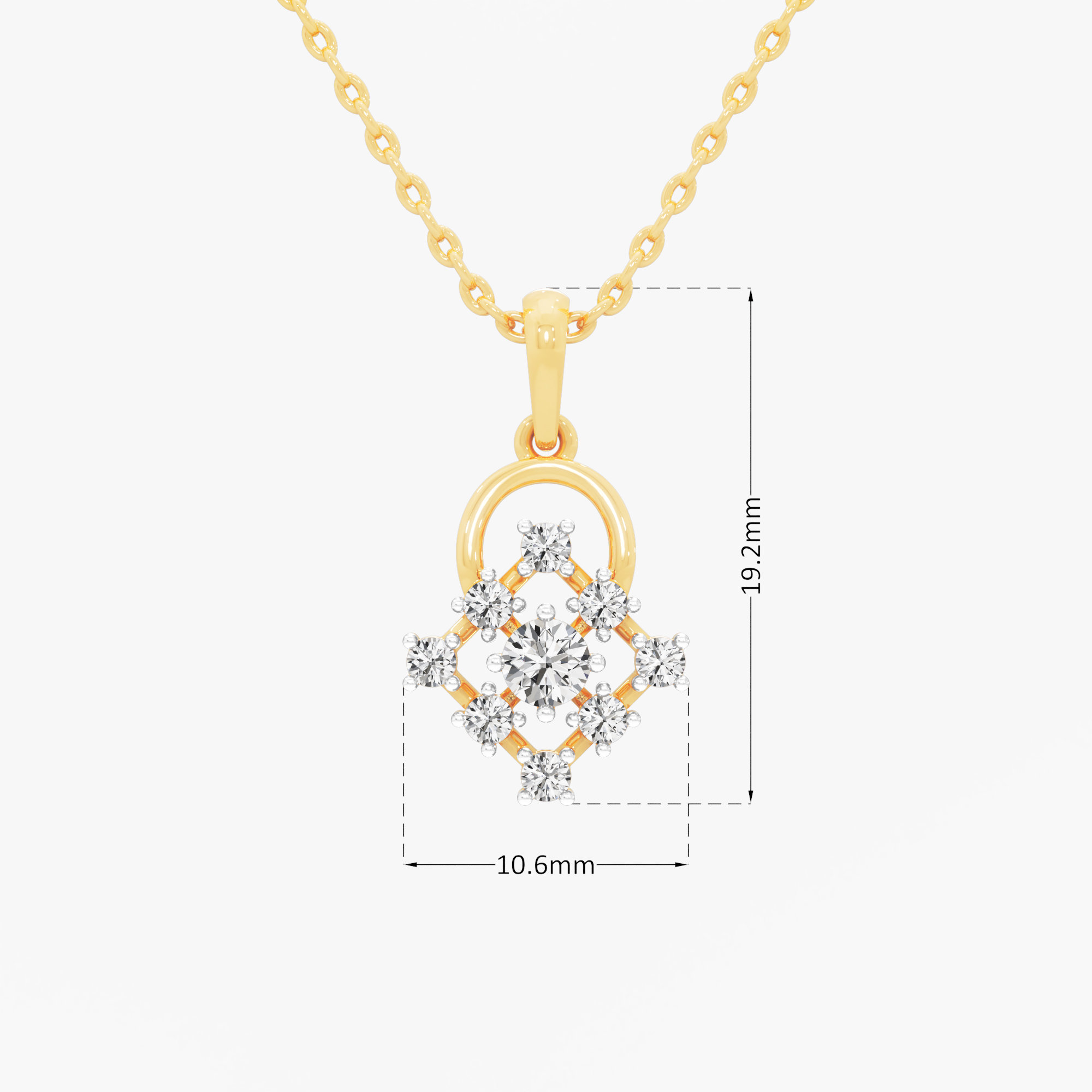 Clover Muse Diamond Pendant in 9KT Yellow Gold (Diamond Quality:FG-VVS VS)
