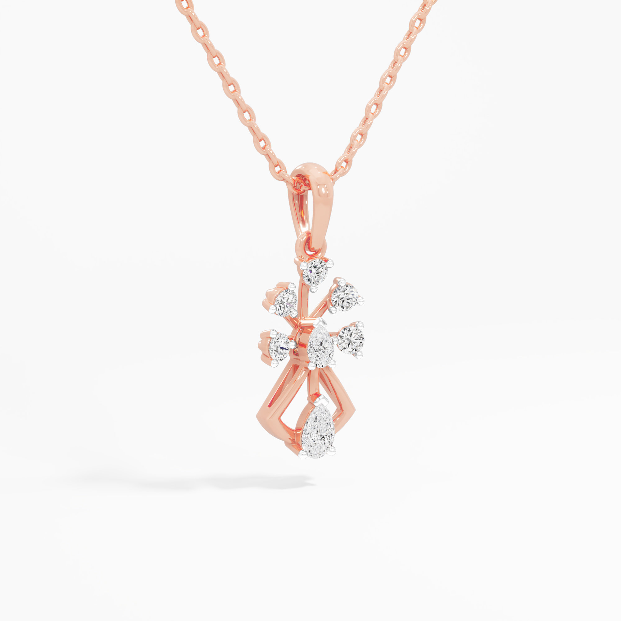 Woven Trellis Diamond Pendant in 9KT Rose Gold (Diamond Quality:FG-VVS VS)