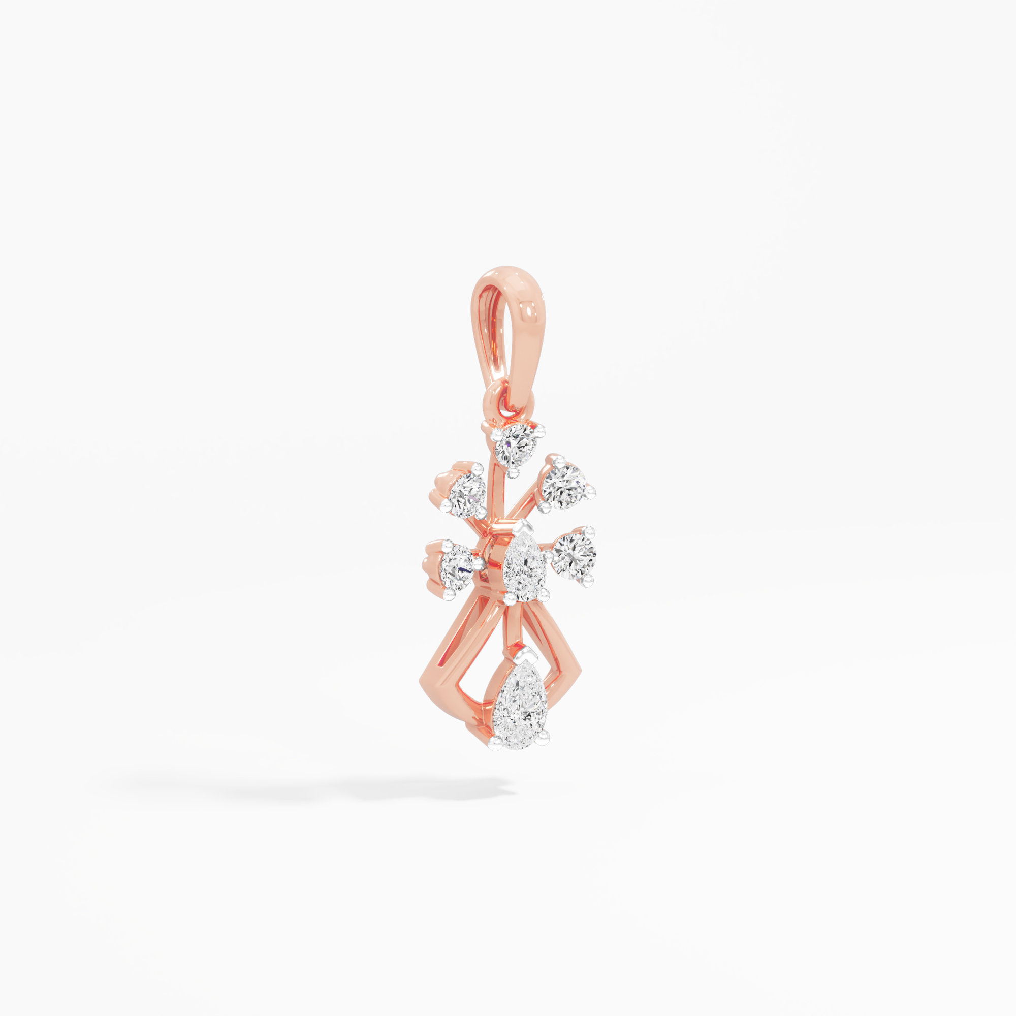 Woven Trellis Diamond Pendant in 9KT Rose Gold (Diamond Quality:FG-VVS VS)