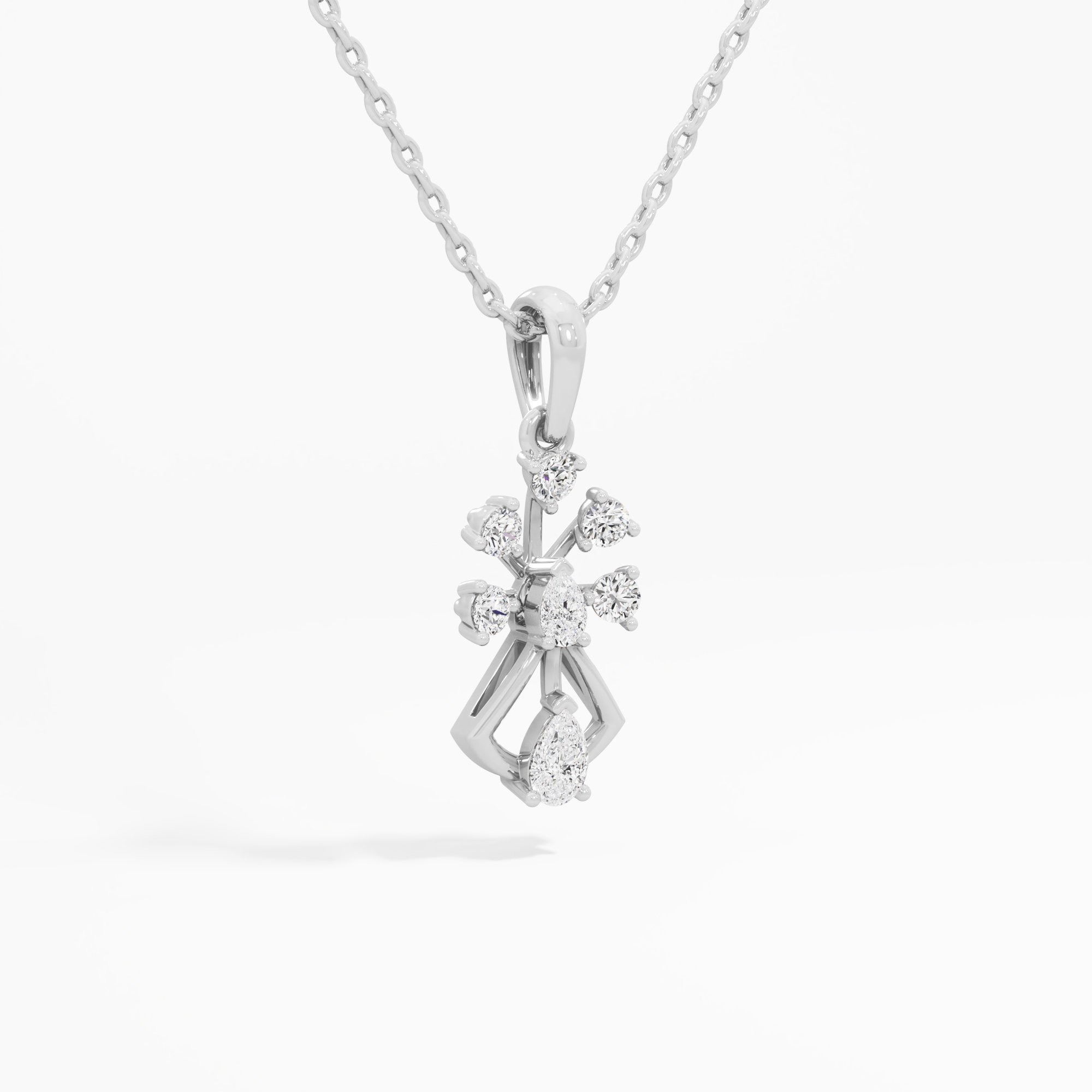 Woven Trellis Diamond Pendant in 9KT White Gold (Diamond Quality:FG-VVS VS)
