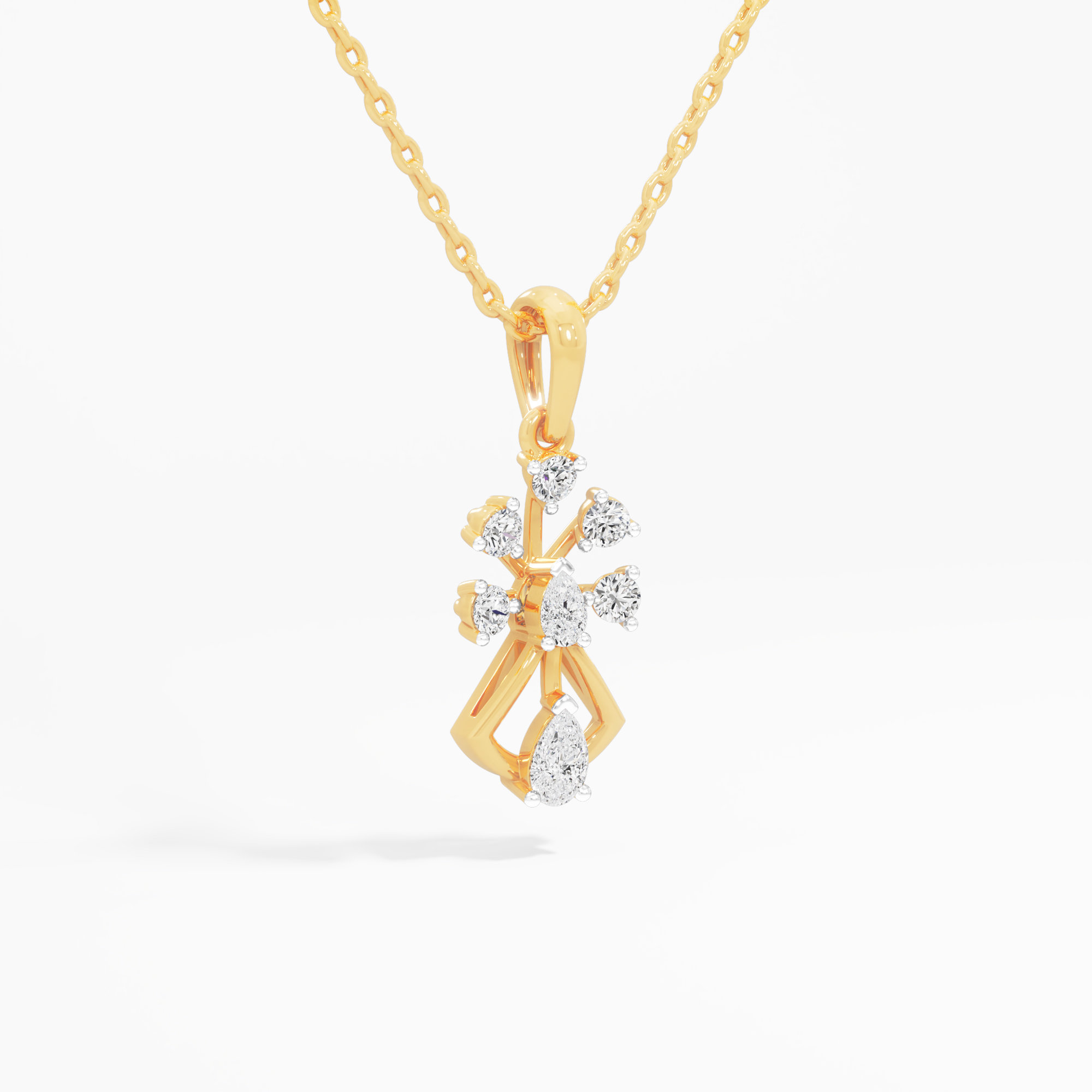 Woven Trellis Diamond Pendant in 9KT Yellow Gold (Diamond Quality:FG-VVS VS)