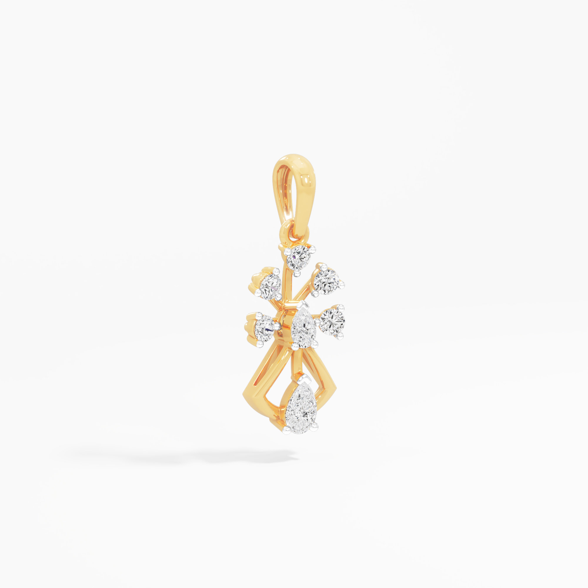 Woven Trellis Diamond Pendant in 9KT Yellow Gold (Diamond Quality:FG-VVS VS)