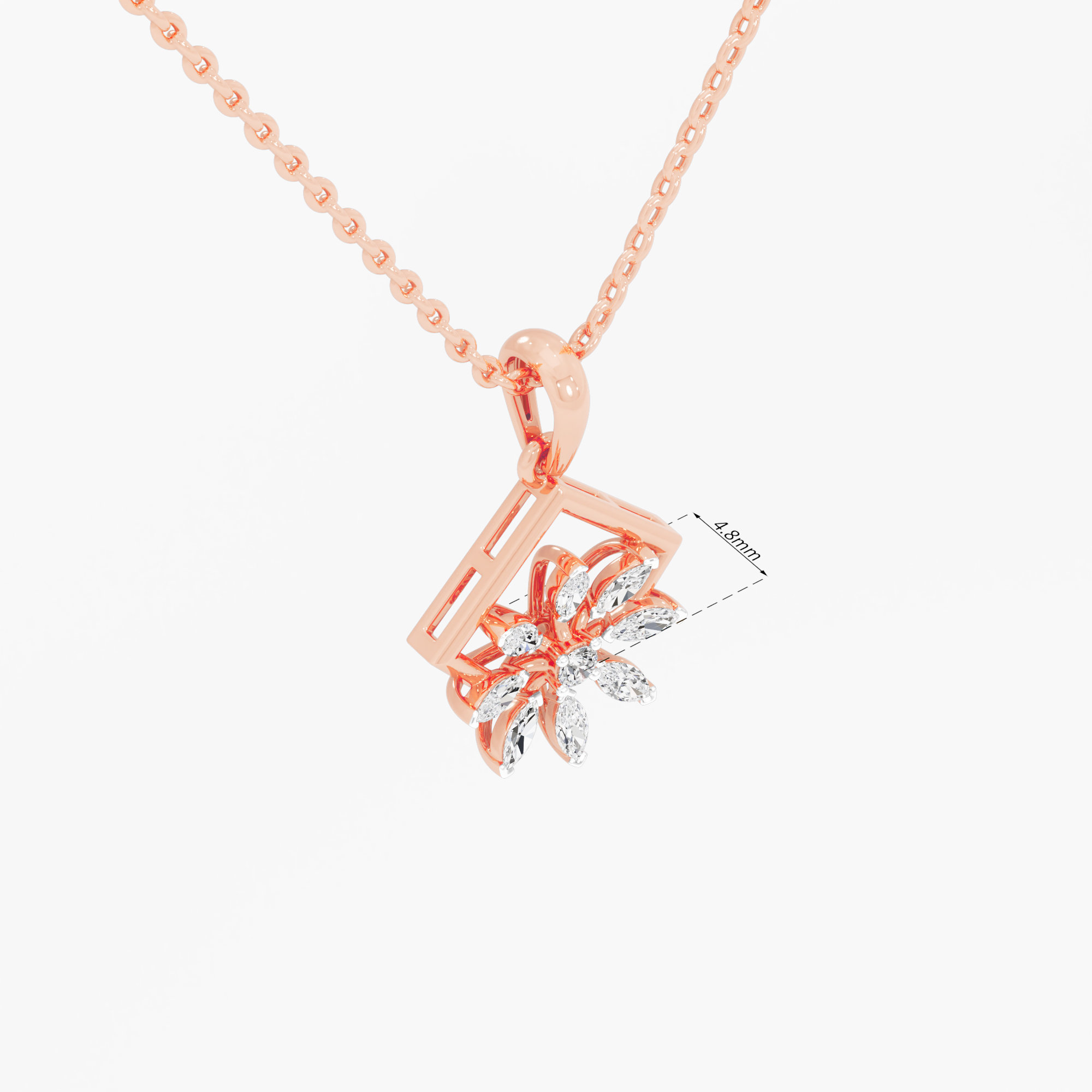 Aurora Flower Diamond Pendant in 9KT Rose Gold (Diamond Quality:FG-VVS VS)