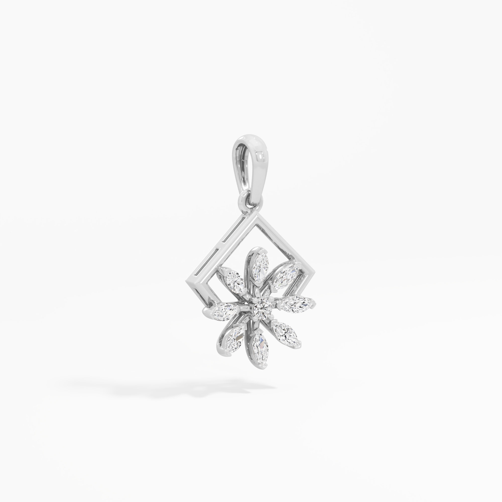 Aurora Flower Diamond Pendant in 9KT White Gold (Diamond Quality:FG-VVS VS)