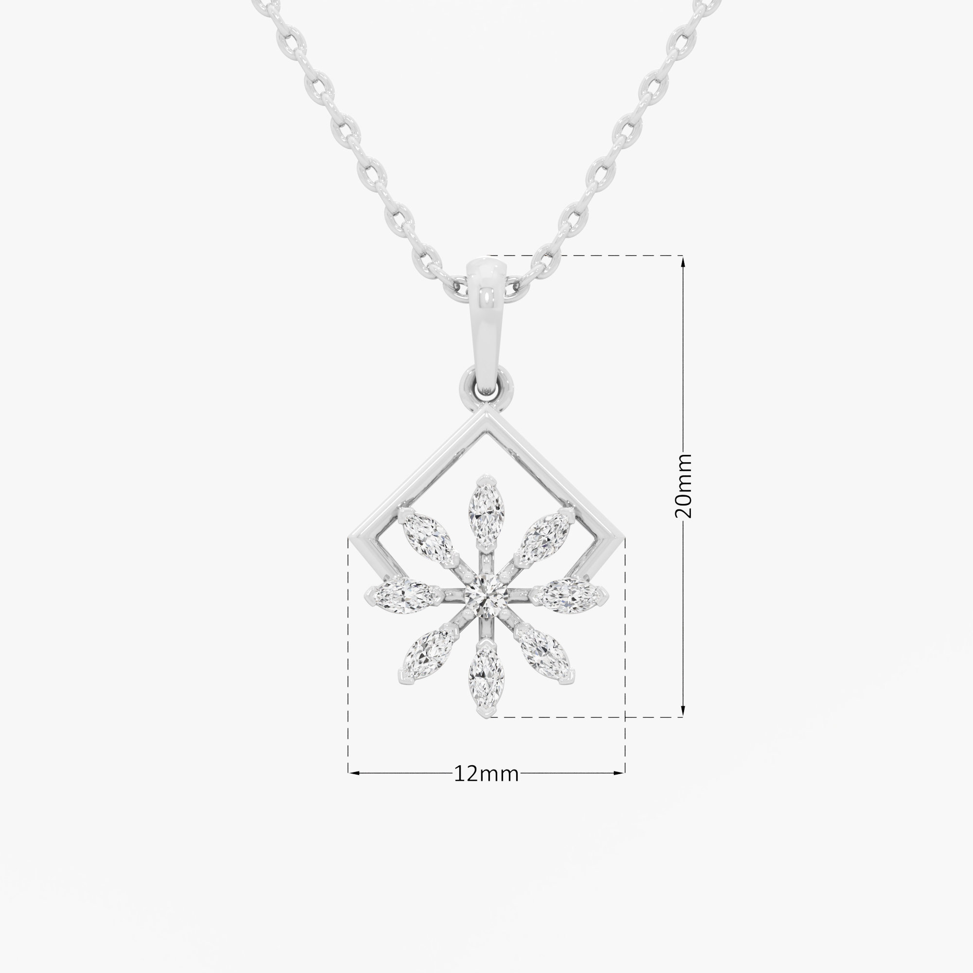 Aurora Flower Diamond Pendant in 9KT White Gold (Diamond Quality:FG-VVS VS)