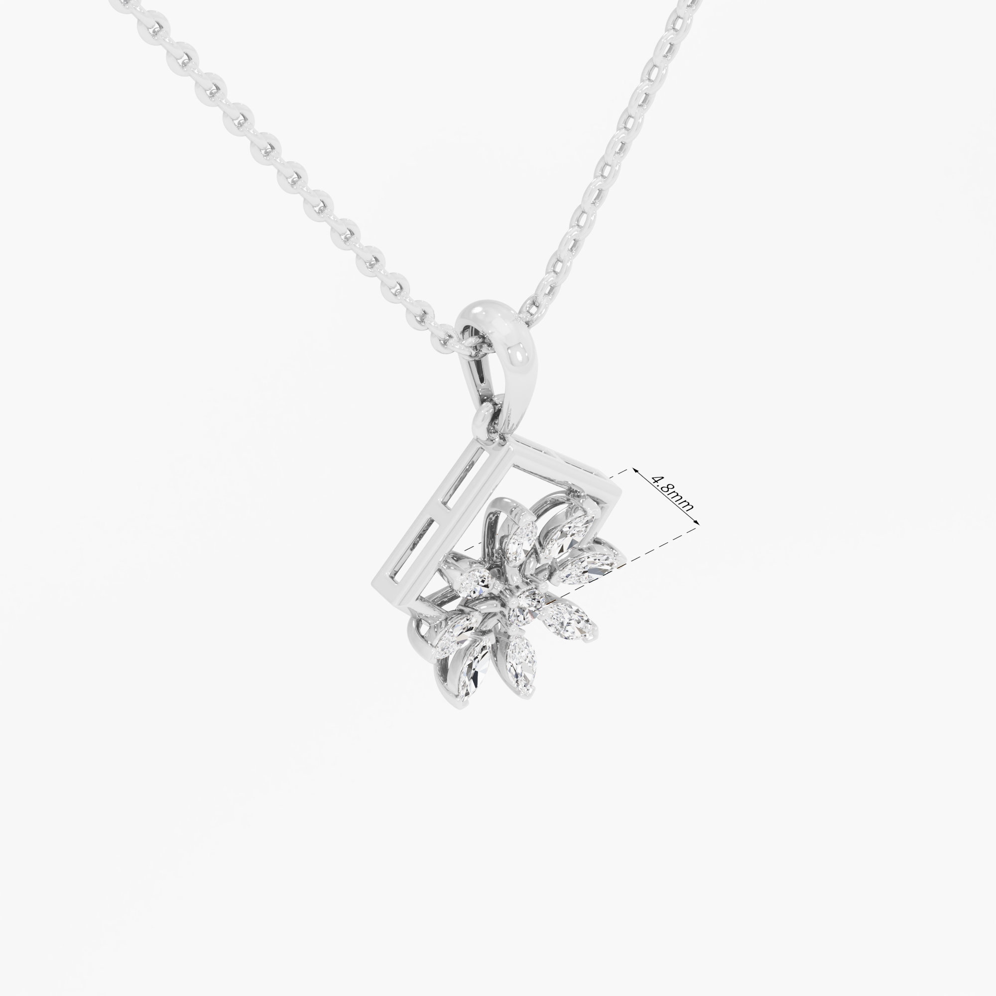 Aurora Flower Diamond Pendant in 9KT White Gold (Diamond Quality:FG-VVS VS)
