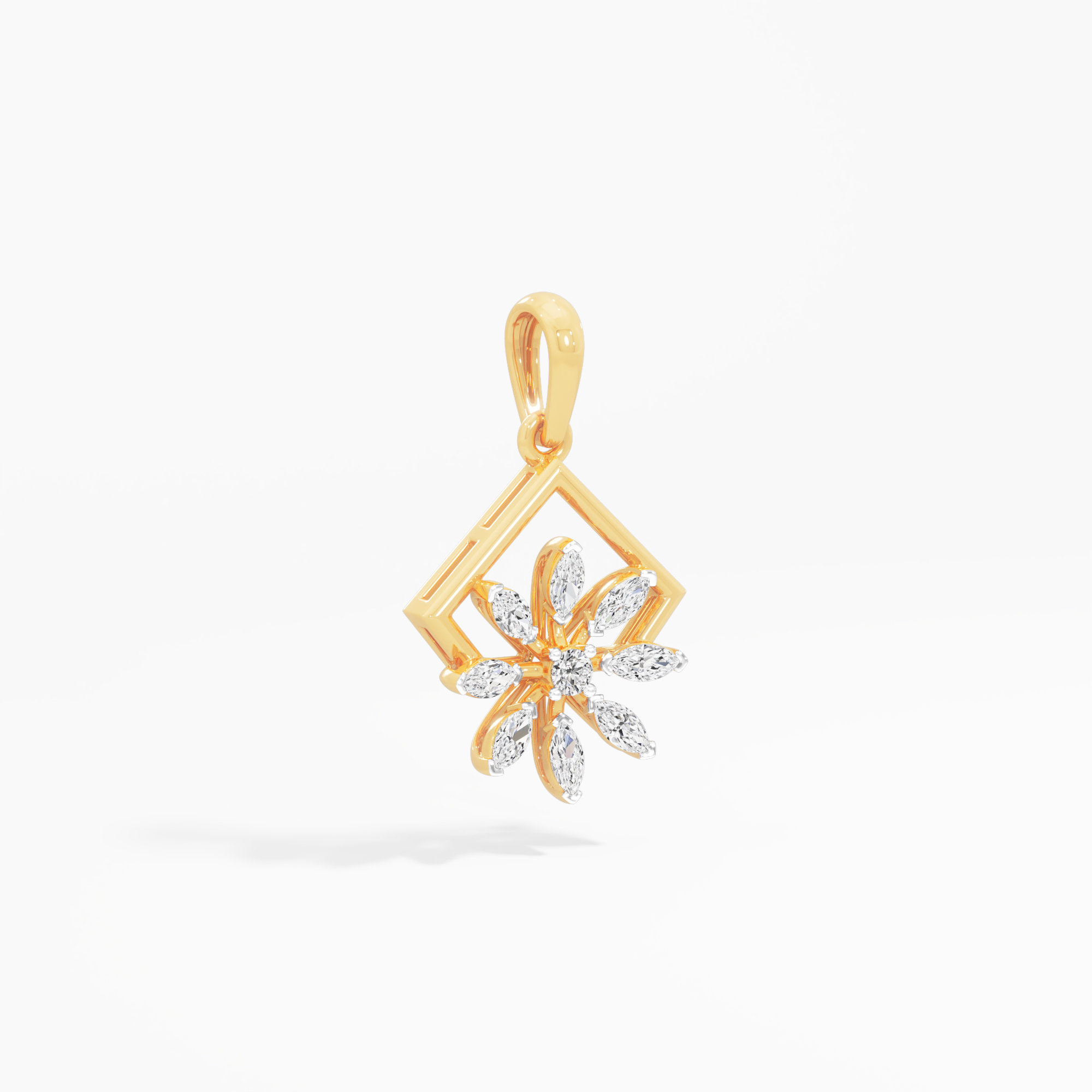 Aurora Flower Diamond Pendant in 9KT Yellow Gold (Diamond Quality:FG-VVS VS)