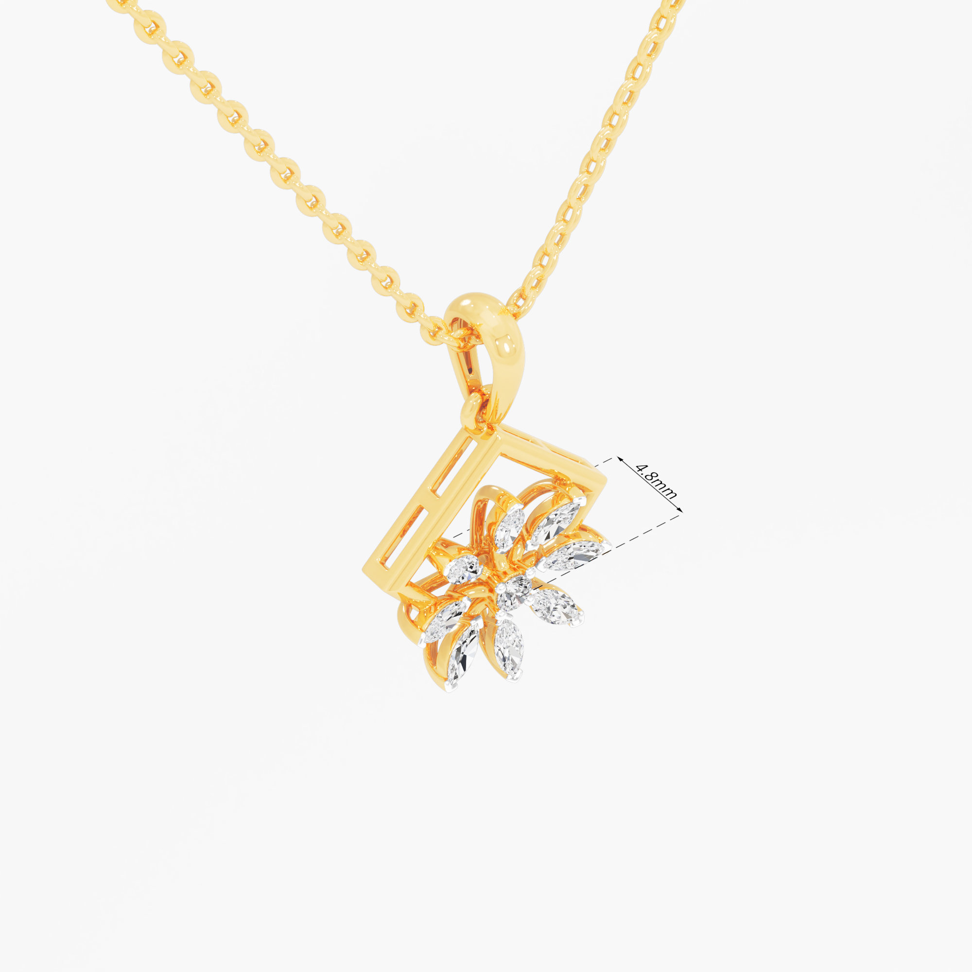 Aurora Flower Diamond Pendant in 9KT Yellow Gold (Diamond Quality:FG-VVS VS)