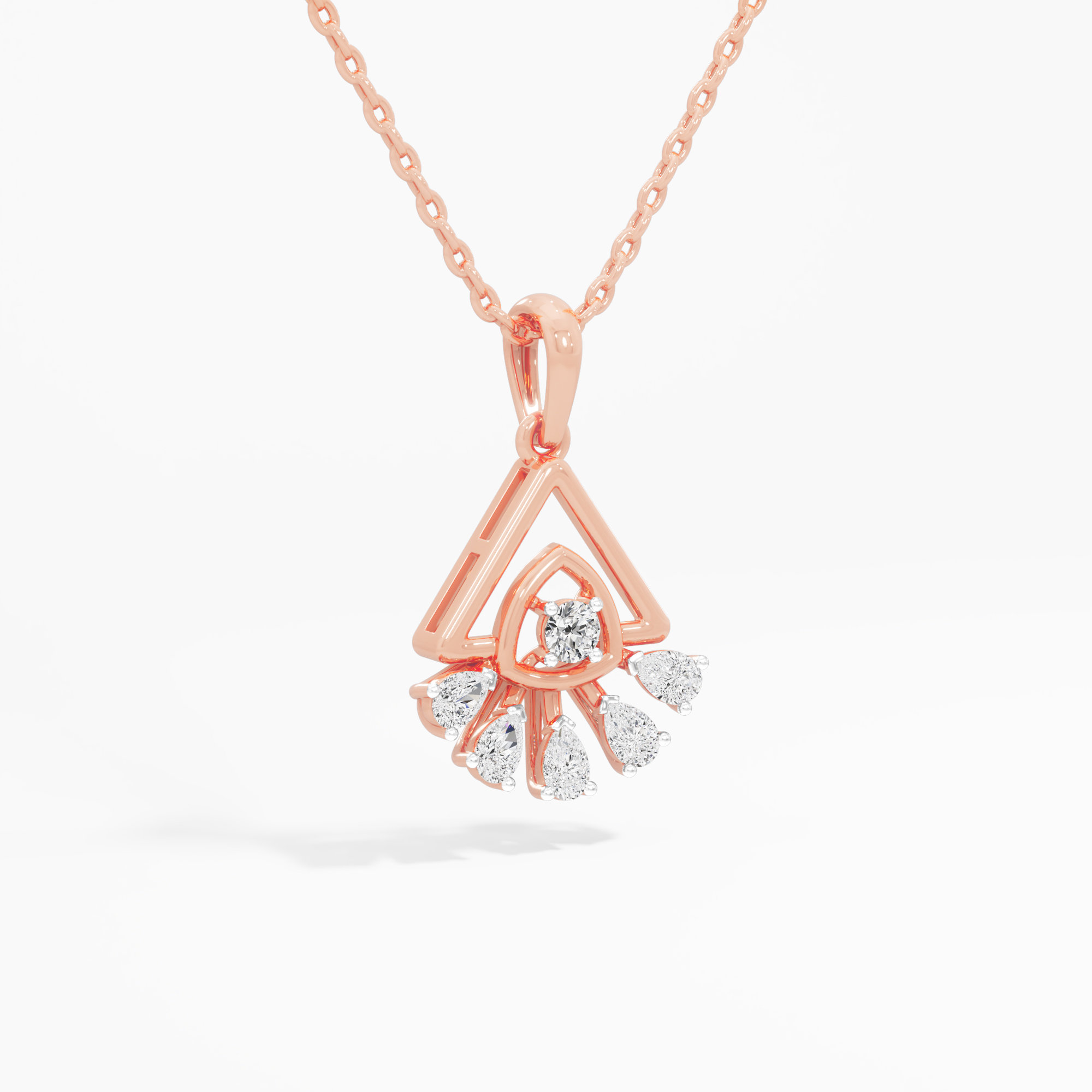Trillion Flare Diamond Pendant in 9KT Rose Gold (Diamond Quality:FG-VVS VS)
