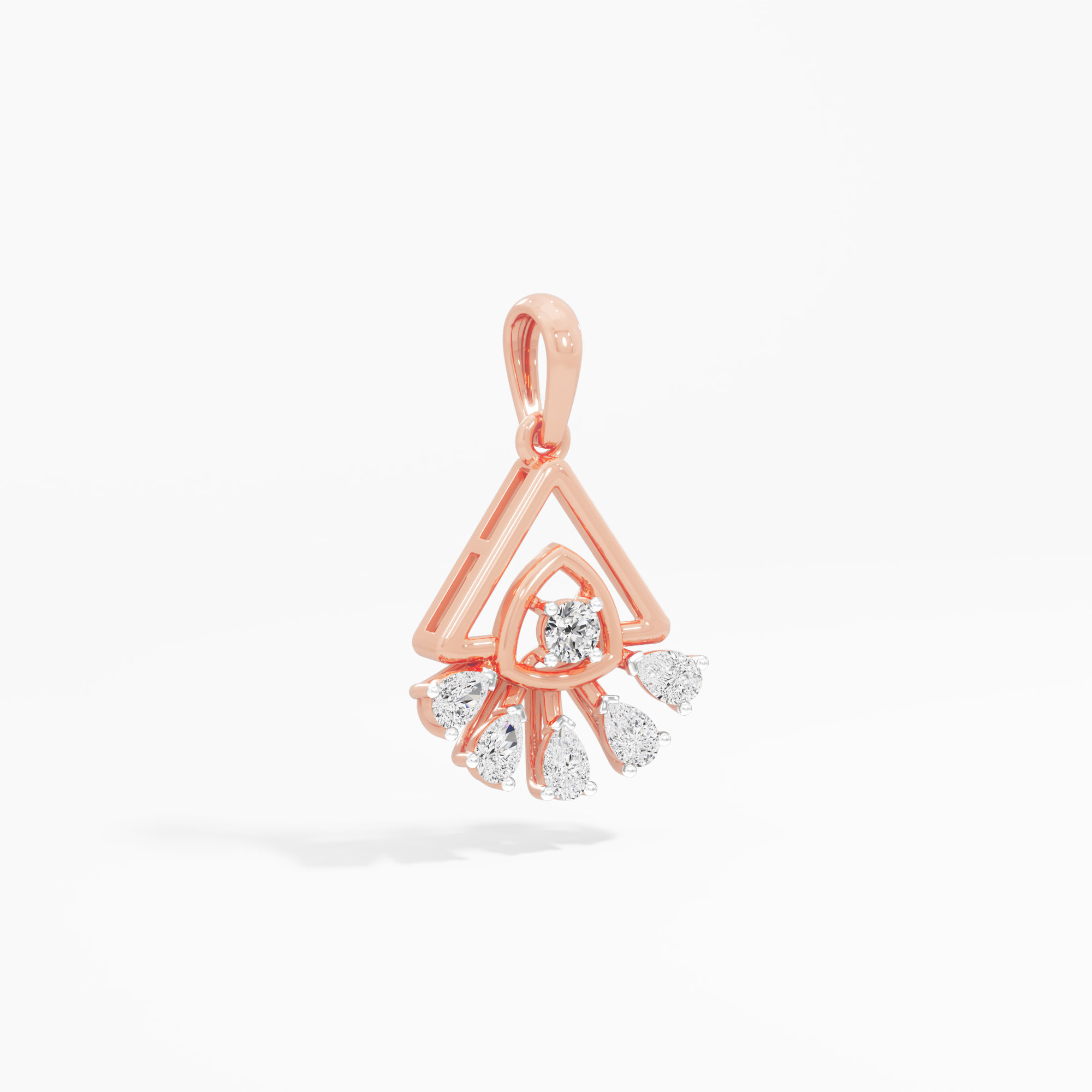 Trillion Flare Diamond Pendant in 9KT Rose Gold (Diamond Quality:FG-VVS VS)