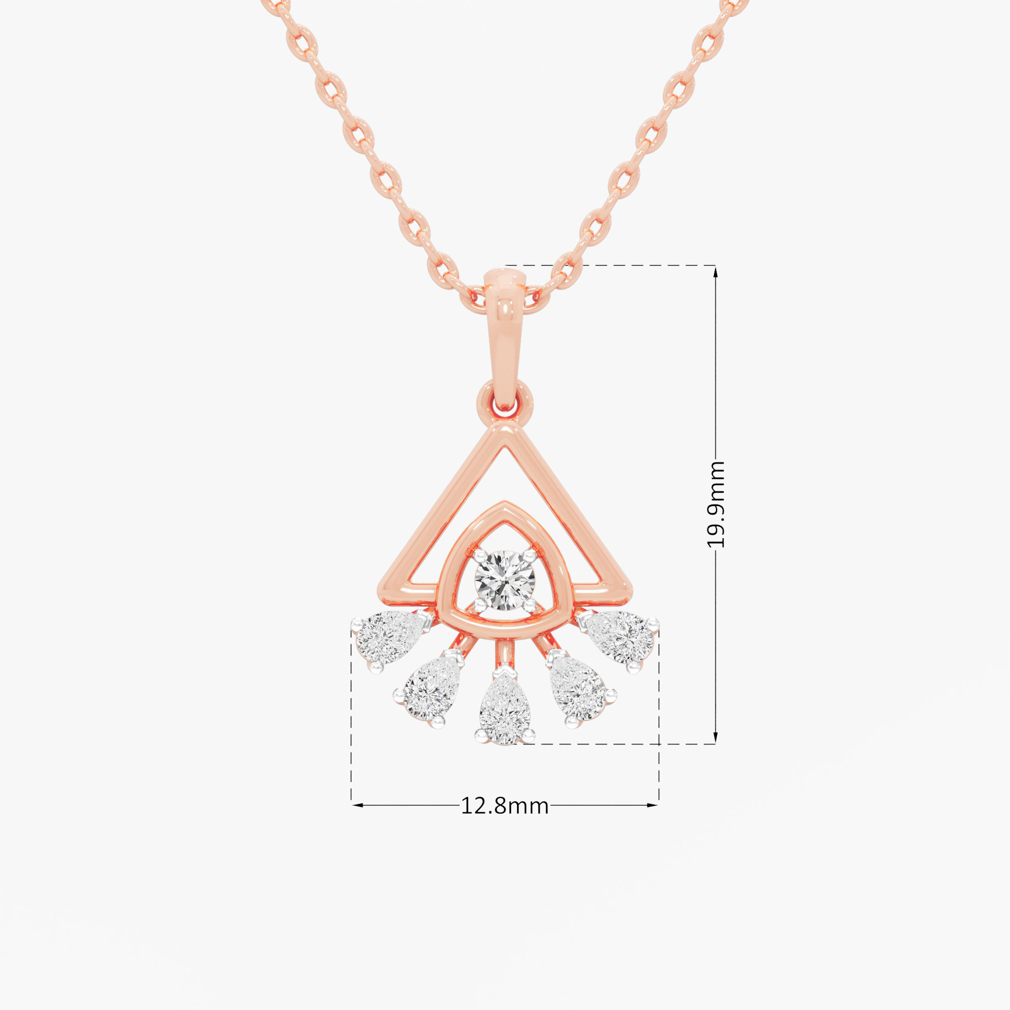 Trillion Flare Diamond Pendant in 9KT Rose Gold (Diamond Quality:FG-VVS VS)