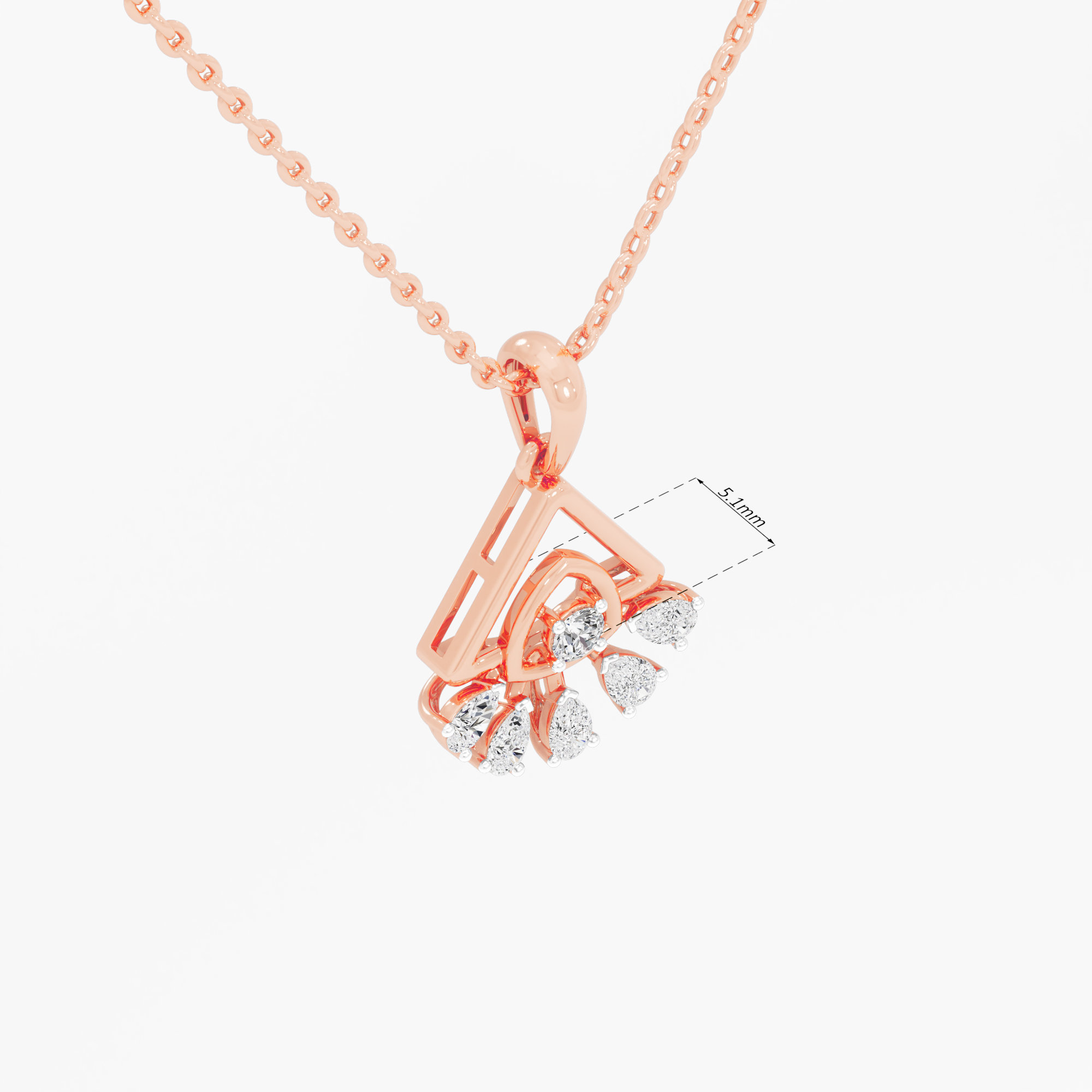 Trillion Flare Diamond Pendant in 9KT Rose Gold (Diamond Quality:FG-VVS VS)