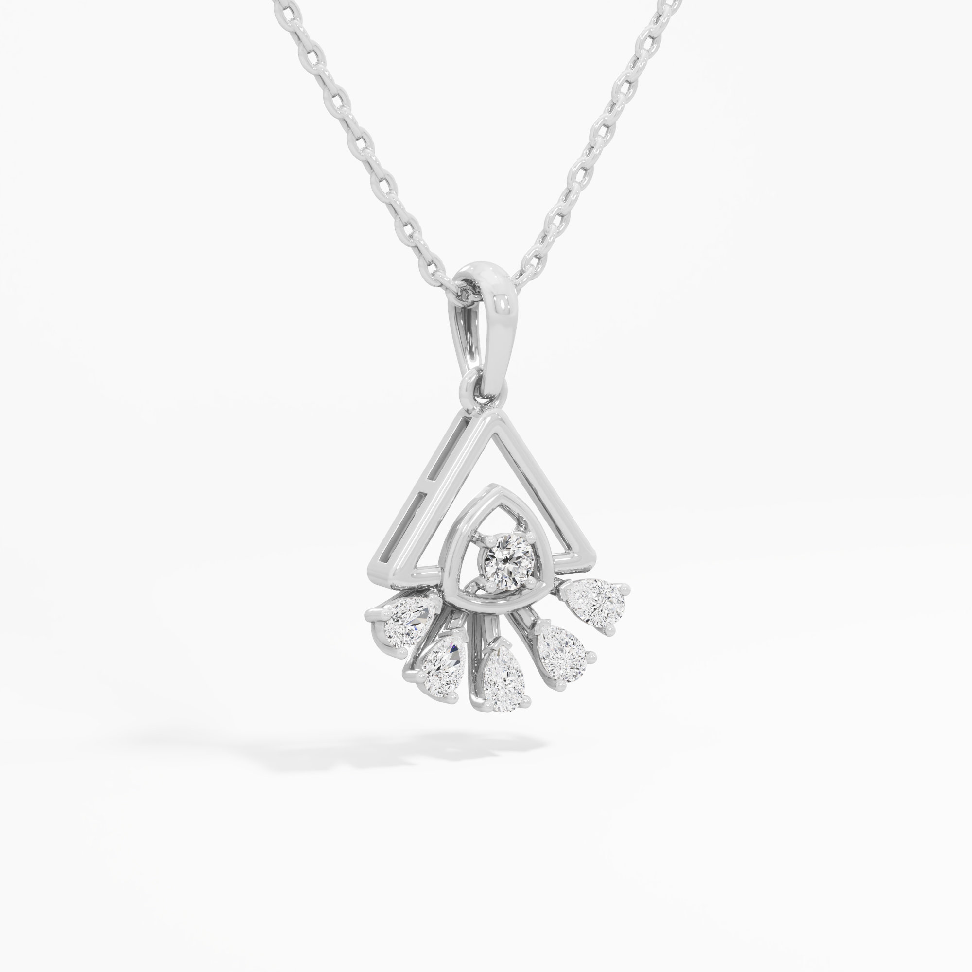 Trillion Flare Diamond Pendant in 9KT White Gold (Diamond Quality:FG-VVS VS)