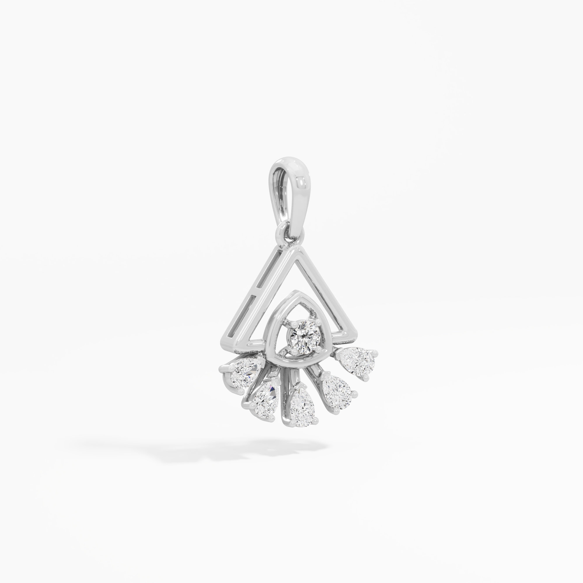 Trillion Flare Diamond Pendant in 9KT White Gold (Diamond Quality:FG-VVS VS)