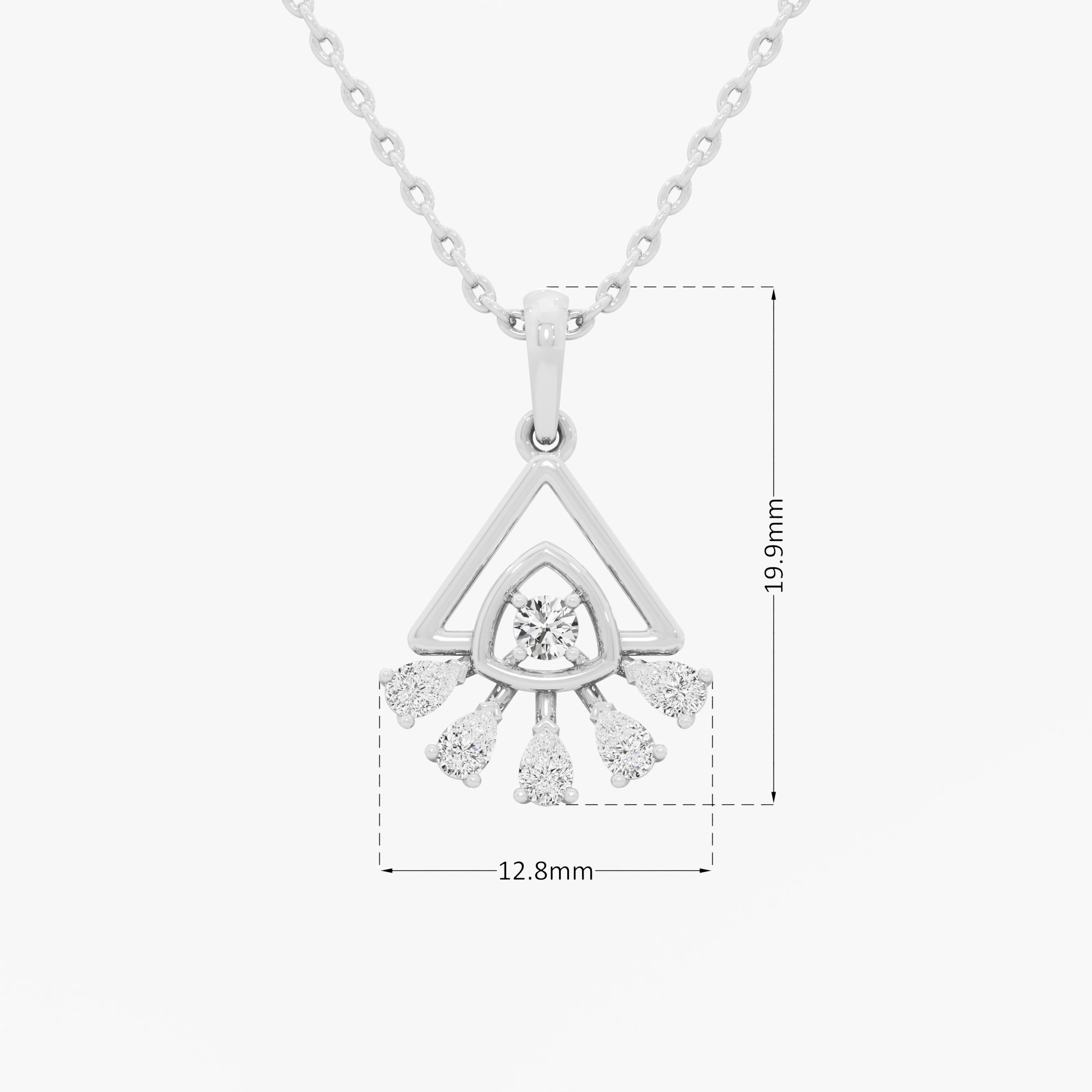 Trillion Flare Diamond Pendant in 9KT White Gold (Diamond Quality:FG-VVS VS)