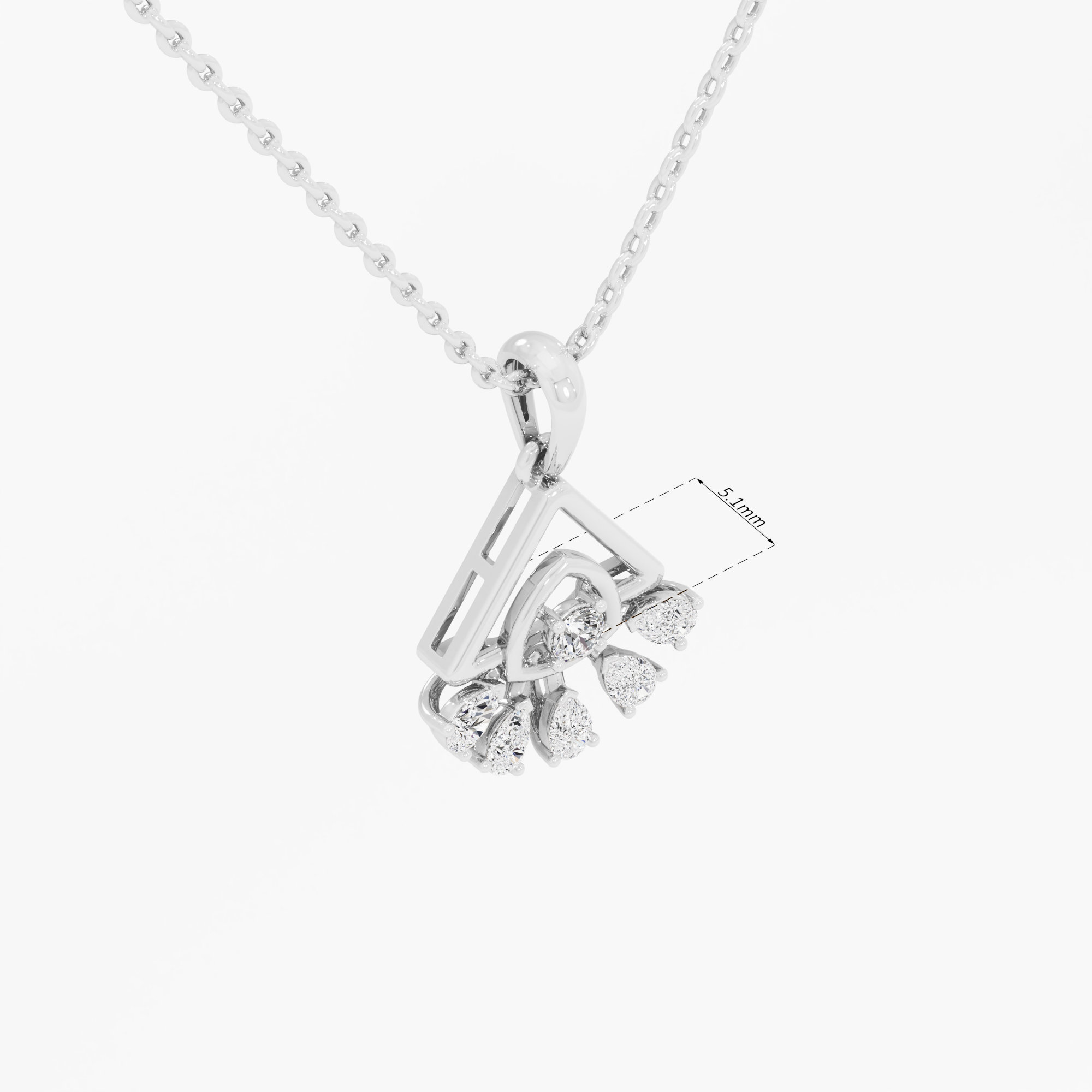 Trillion Flare Diamond Pendant in 9KT White Gold (Diamond Quality:FG-VVS VS)