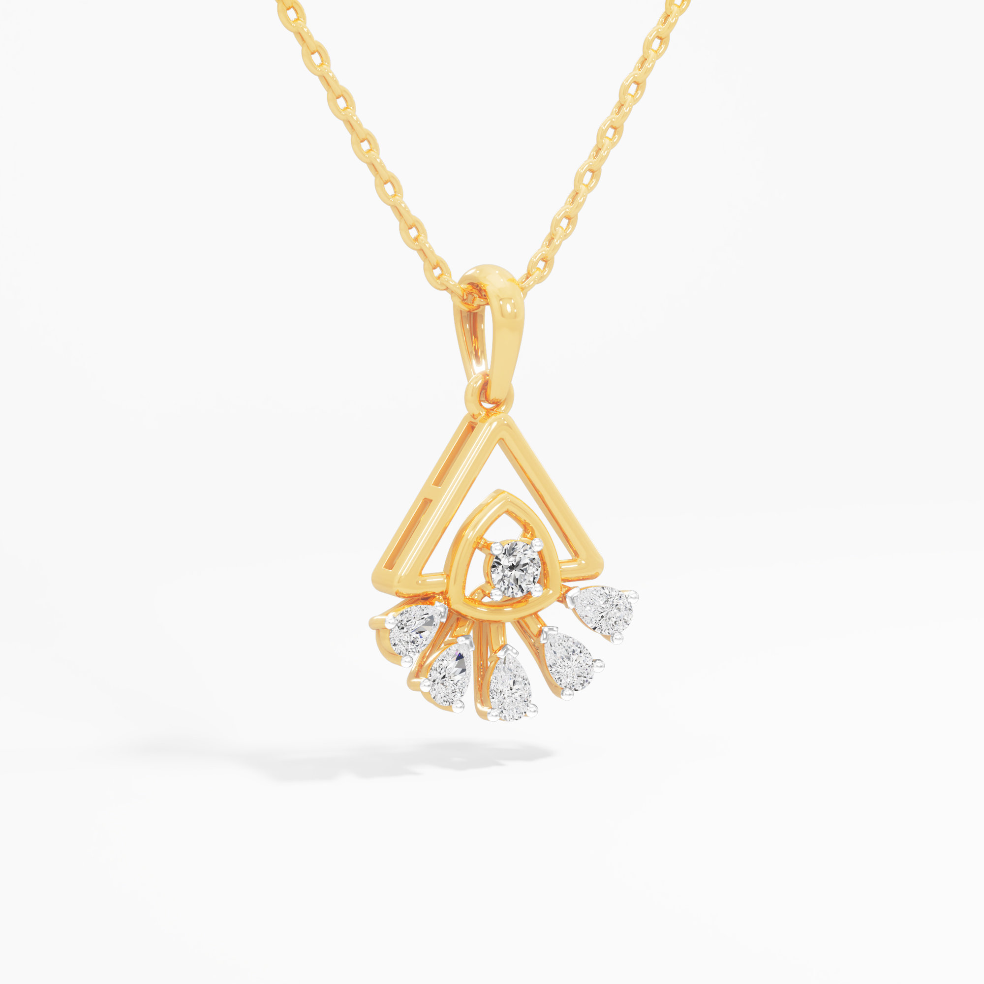 Trillion Flare Diamond Pendant in 9KT Yellow Gold (Diamond Quality:FG-VVS VS)