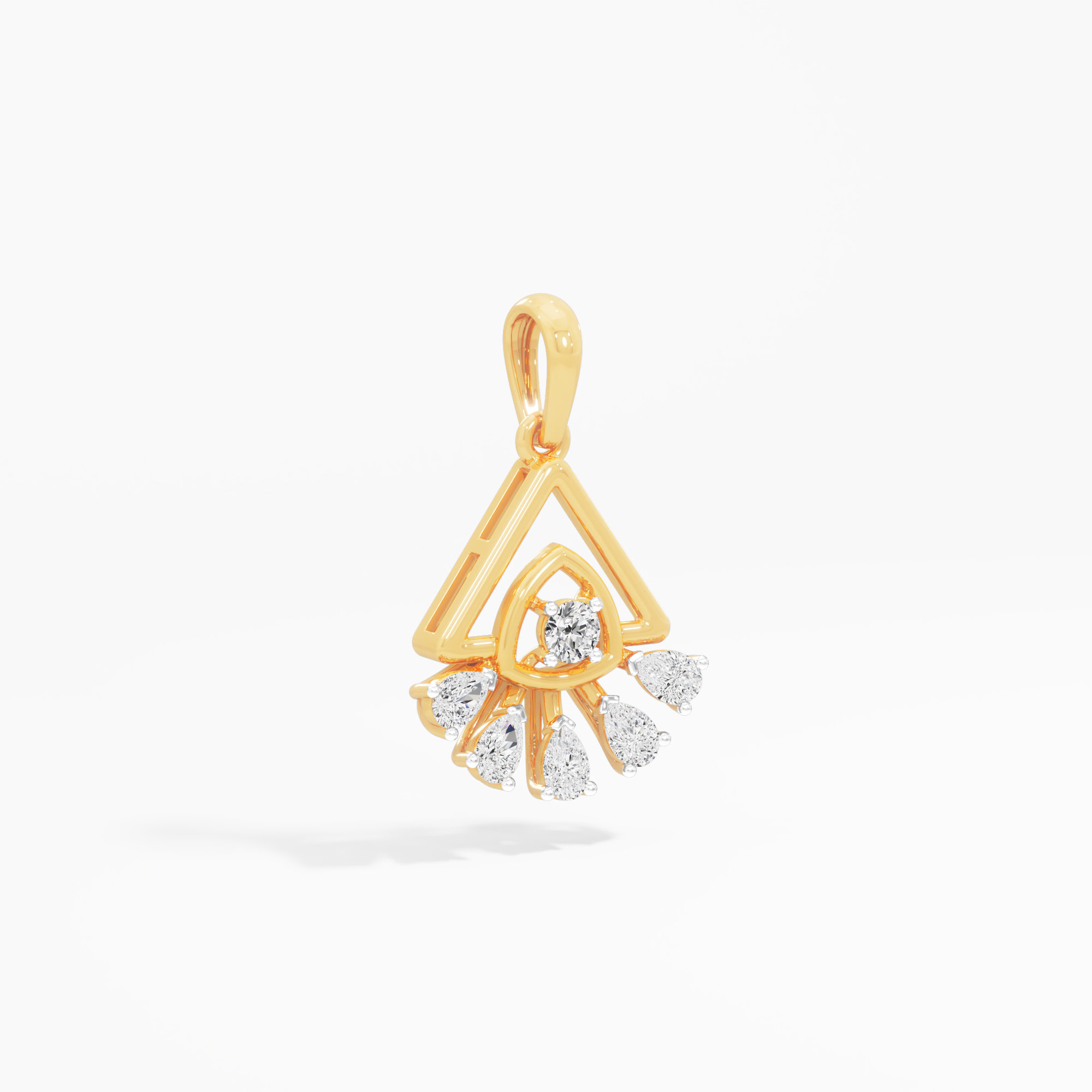 Trillion Flare Diamond Pendant in 9KT Yellow Gold (Diamond Quality:FG-VVS VS)