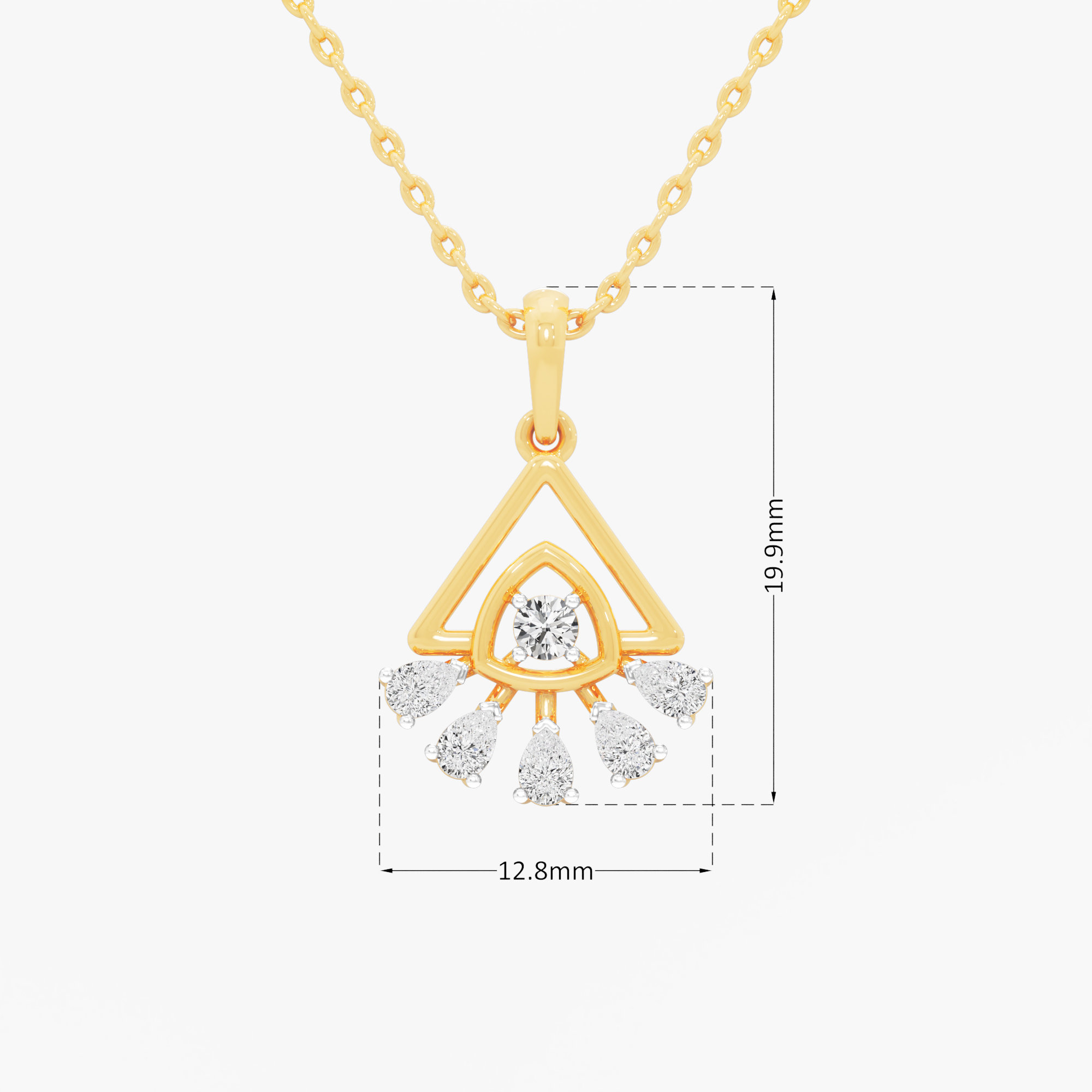 Trillion Flare Diamond Pendant in 9KT Yellow Gold (Diamond Quality:FG-VVS VS)