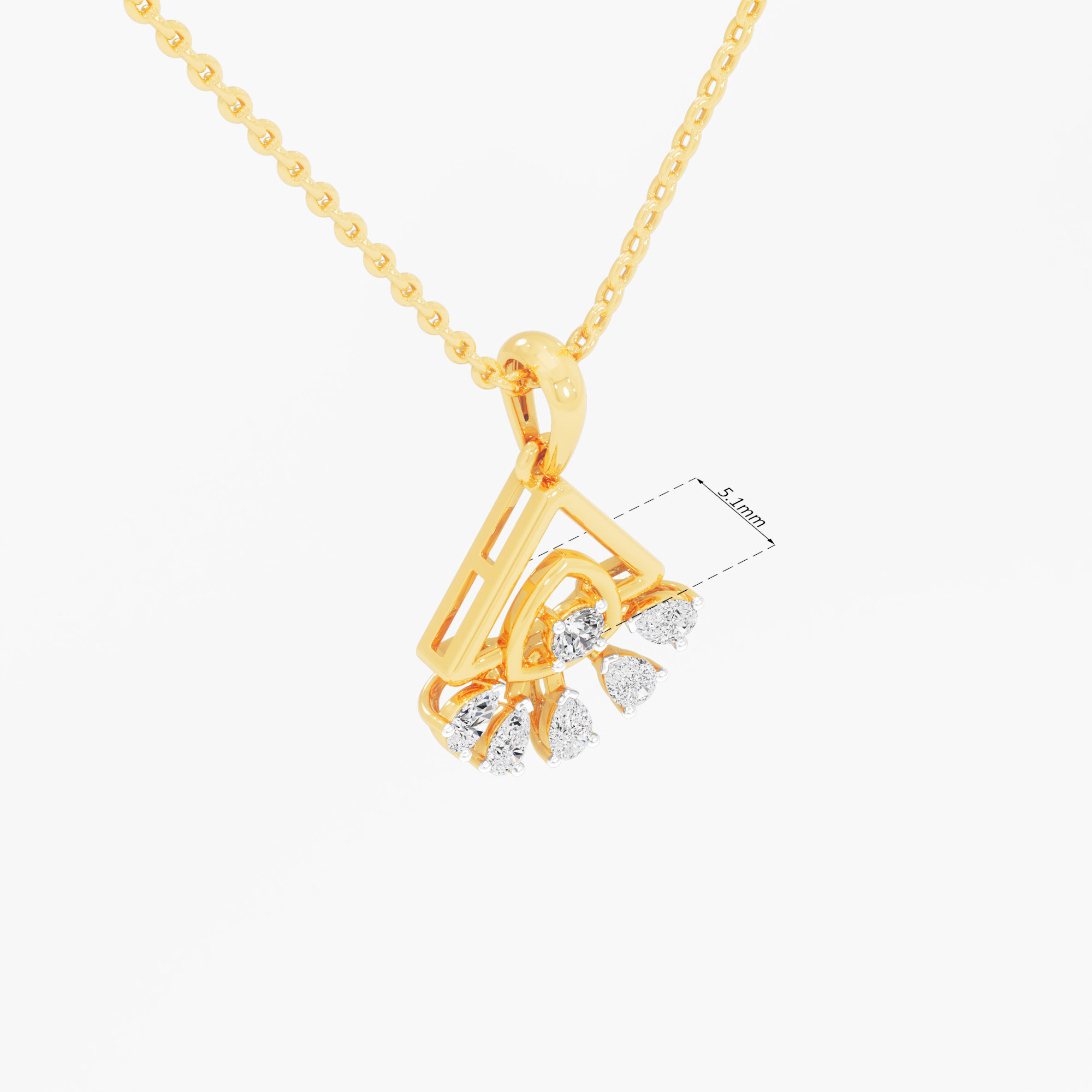 Trillion Flare Diamond Pendant in 9KT Yellow Gold (Diamond Quality:FG-VVS VS)