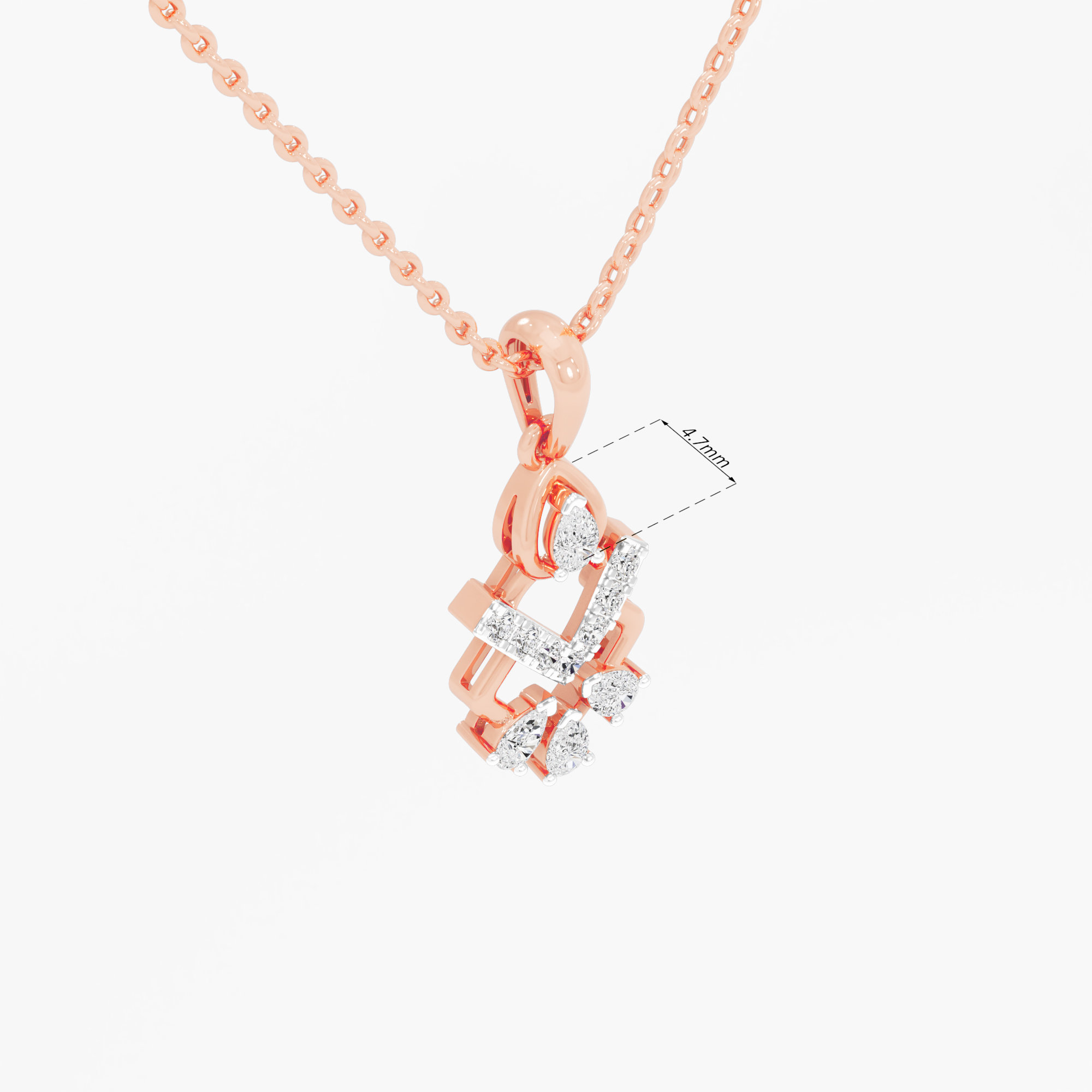 Chevron Grace Diamond Pendant in 9KT Rose Gold (Diamond Quality:FG-VVS VS)