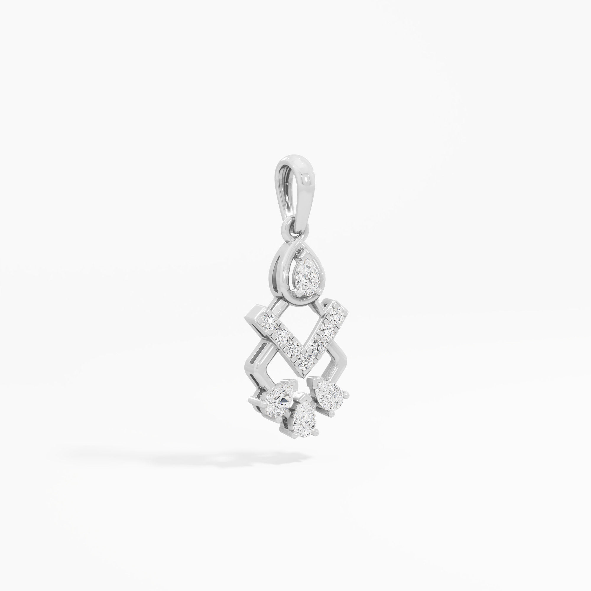 Chevron Grace Diamond Pendant in 9KT White Gold (Diamond Quality:FG-VVS VS)