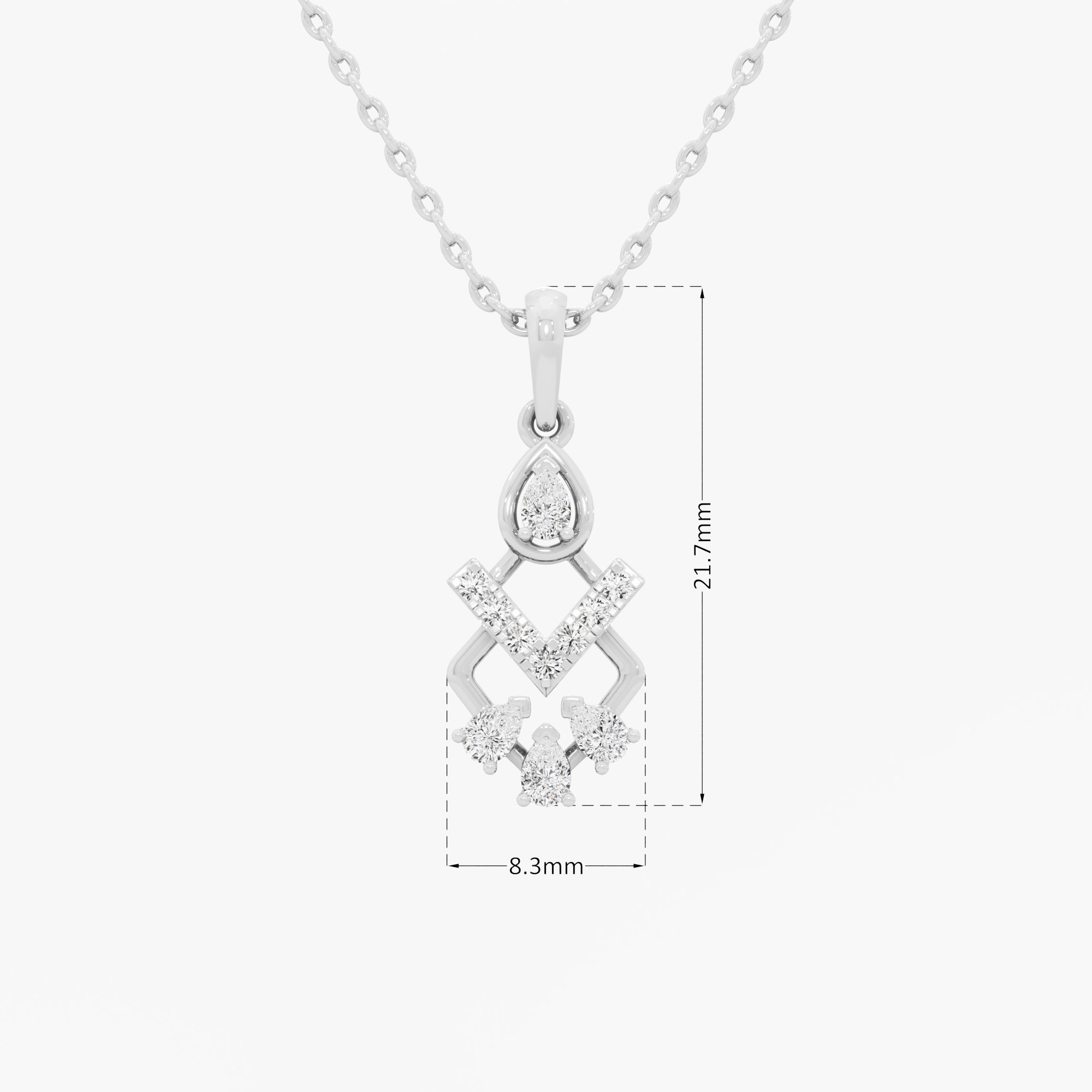 Chevron Grace Diamond Pendant in 9KT White Gold (Diamond Quality:FG-VVS VS)