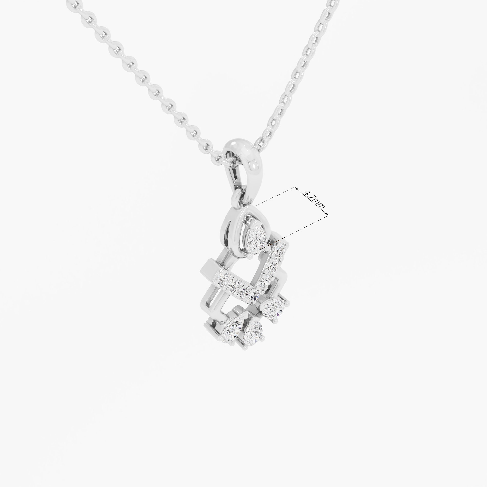Chevron Grace Diamond Pendant in 9KT White Gold (Diamond Quality:FG-VVS VS)
