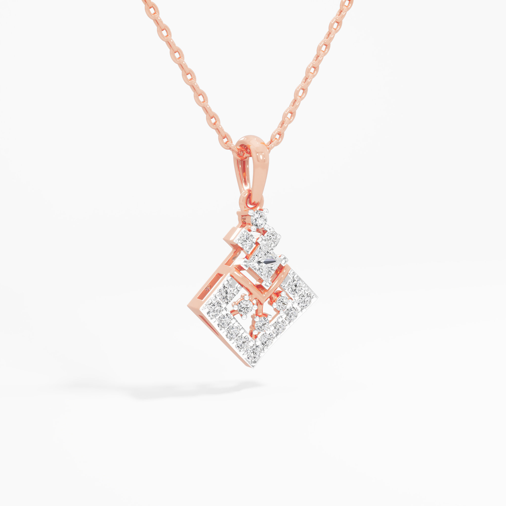 Regal Kite Diamond Pendant in 9KT Rose Gold (Diamond Quality:FG-VVS VS)