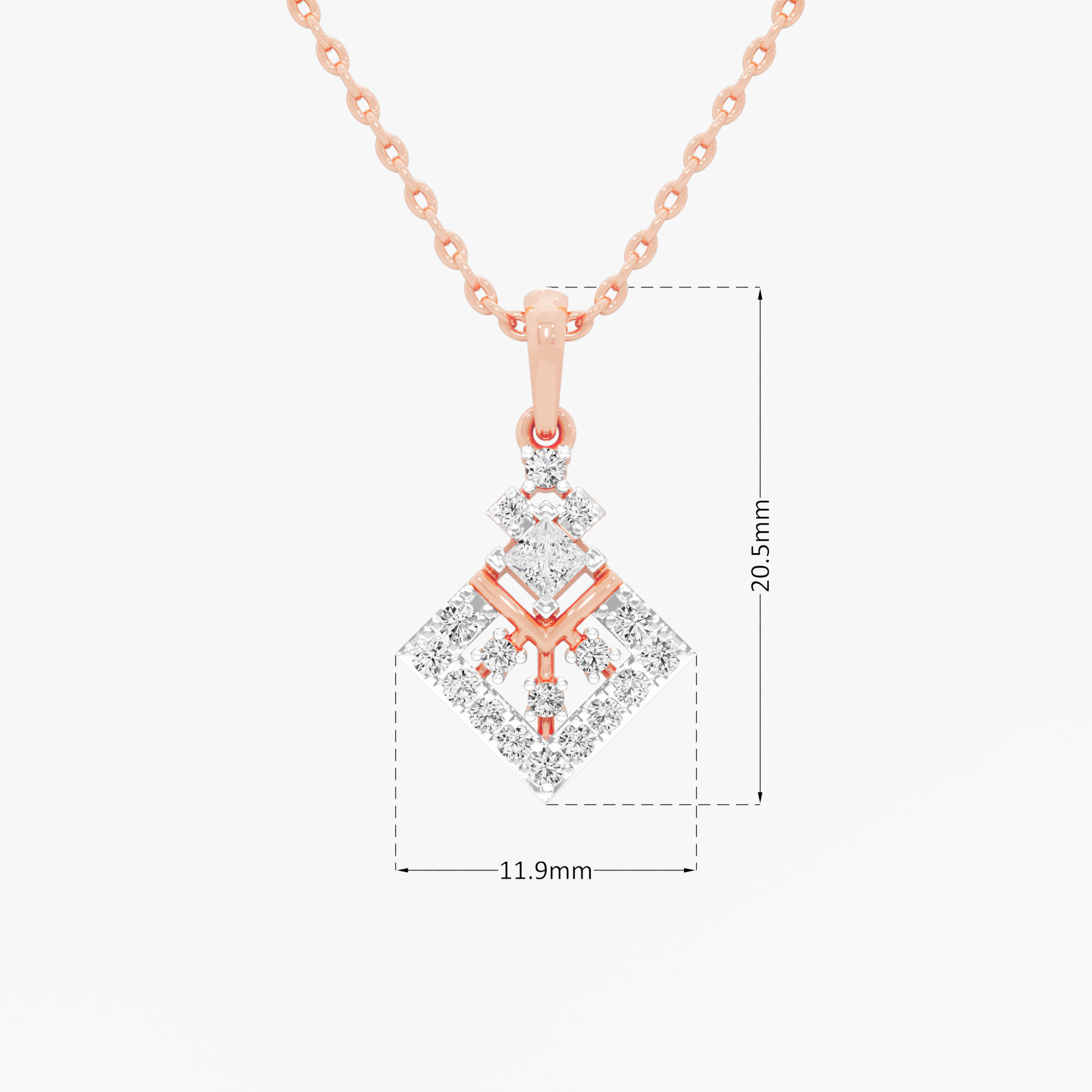 Regal Kite Diamond Pendant in 9KT Rose Gold (Diamond Quality:FG-VVS VS)
