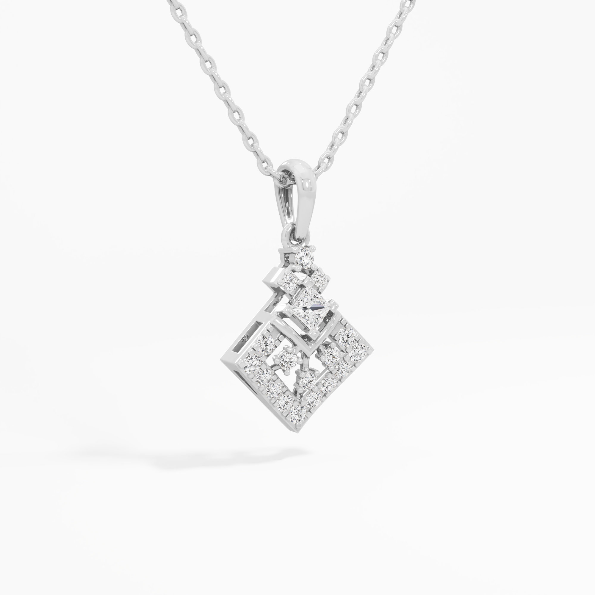 Regal Kite Diamond Pendant in 9KT White Gold (Diamond Quality:FG-VVS VS)