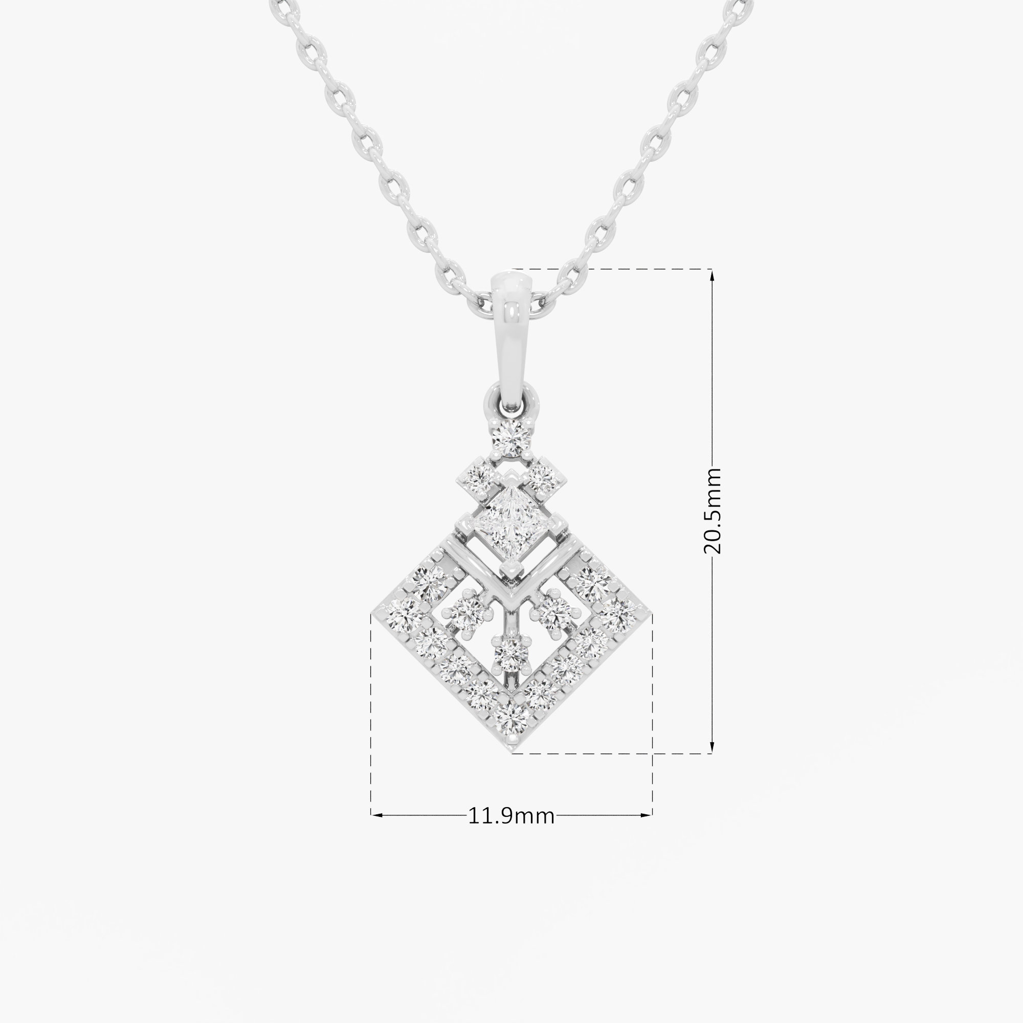 Regal Kite Diamond Pendant in 9KT White Gold (Diamond Quality:FG-VVS VS)