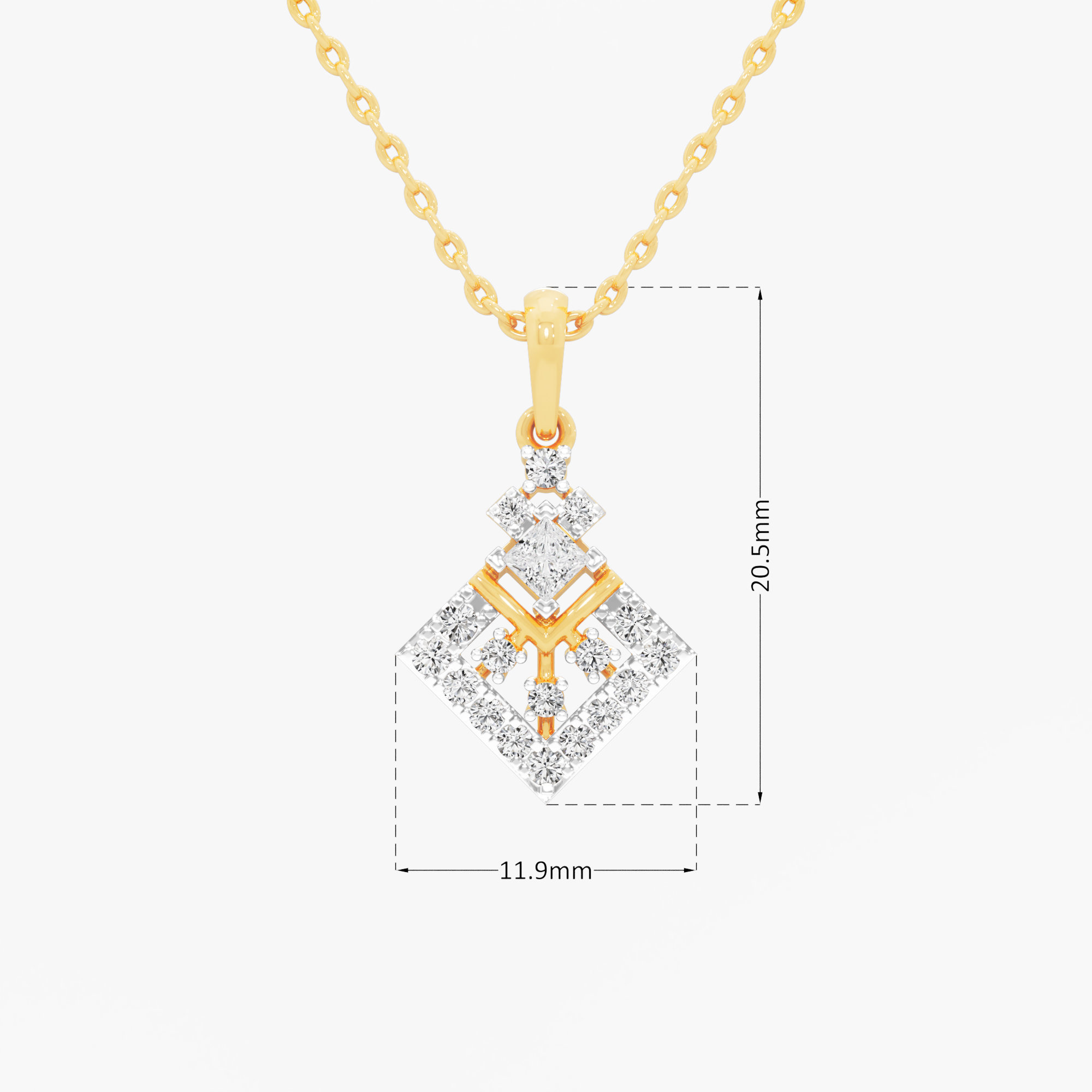 Regal Kite Diamond Pendant in 9KT Yellow Gold (Diamond Quality:FG-VVS VS)