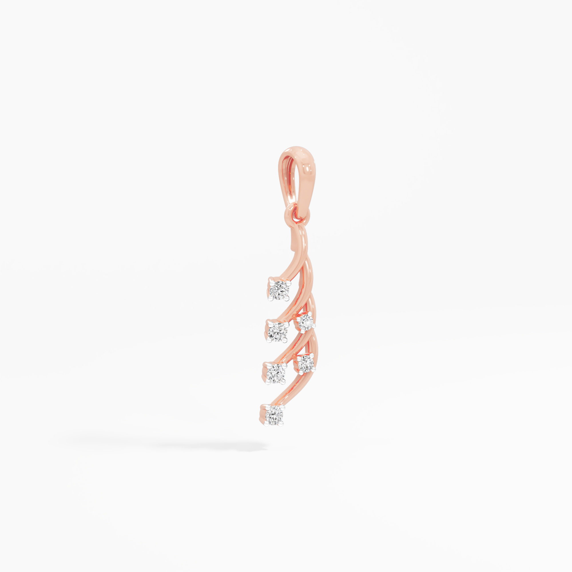 Feather Vine Diamond Pendant in 9KT Rose Gold (Diamond Quality:FG-VVS VS)