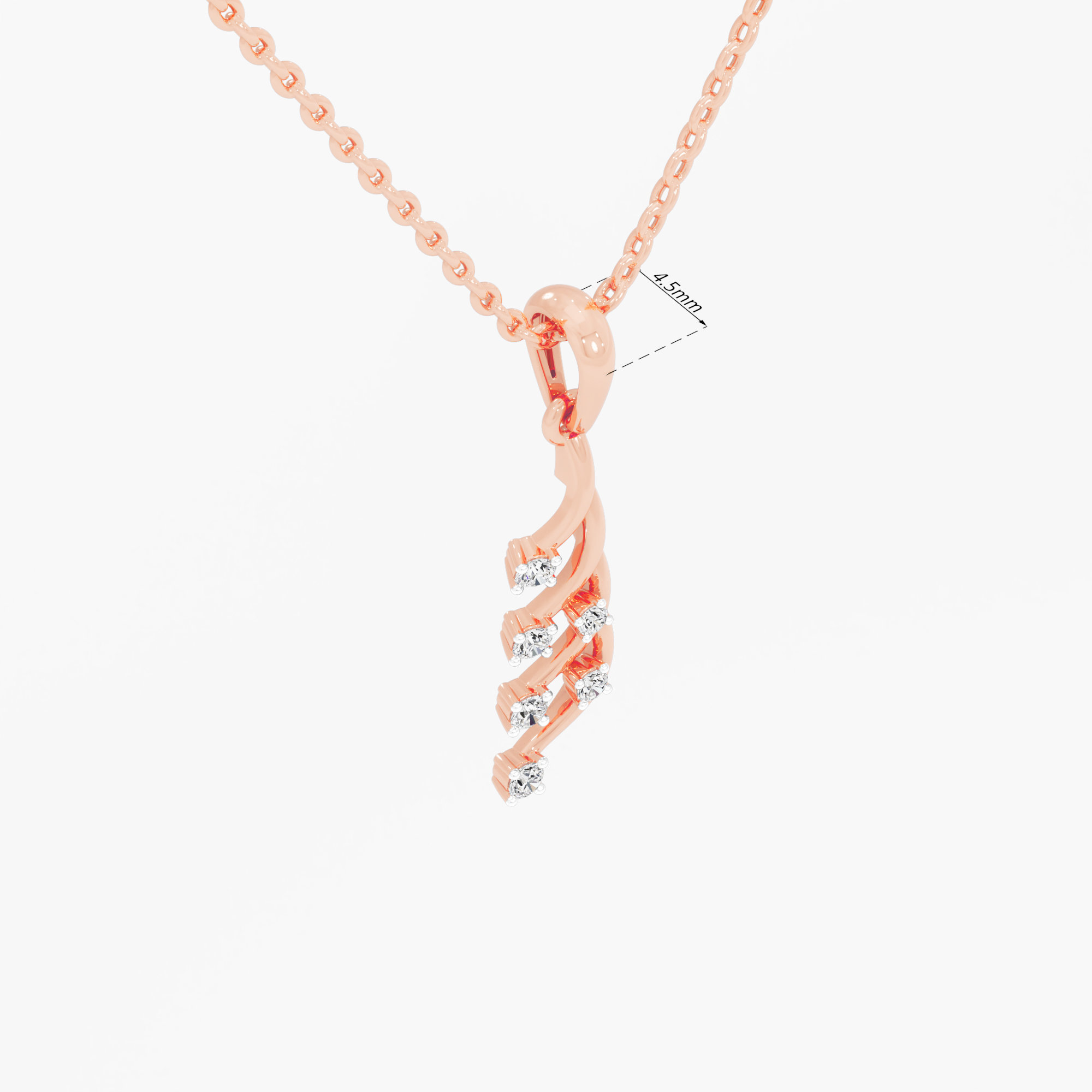 Feather Vine Diamond Pendant in 9KT Rose Gold (Diamond Quality:FG-VVS VS)