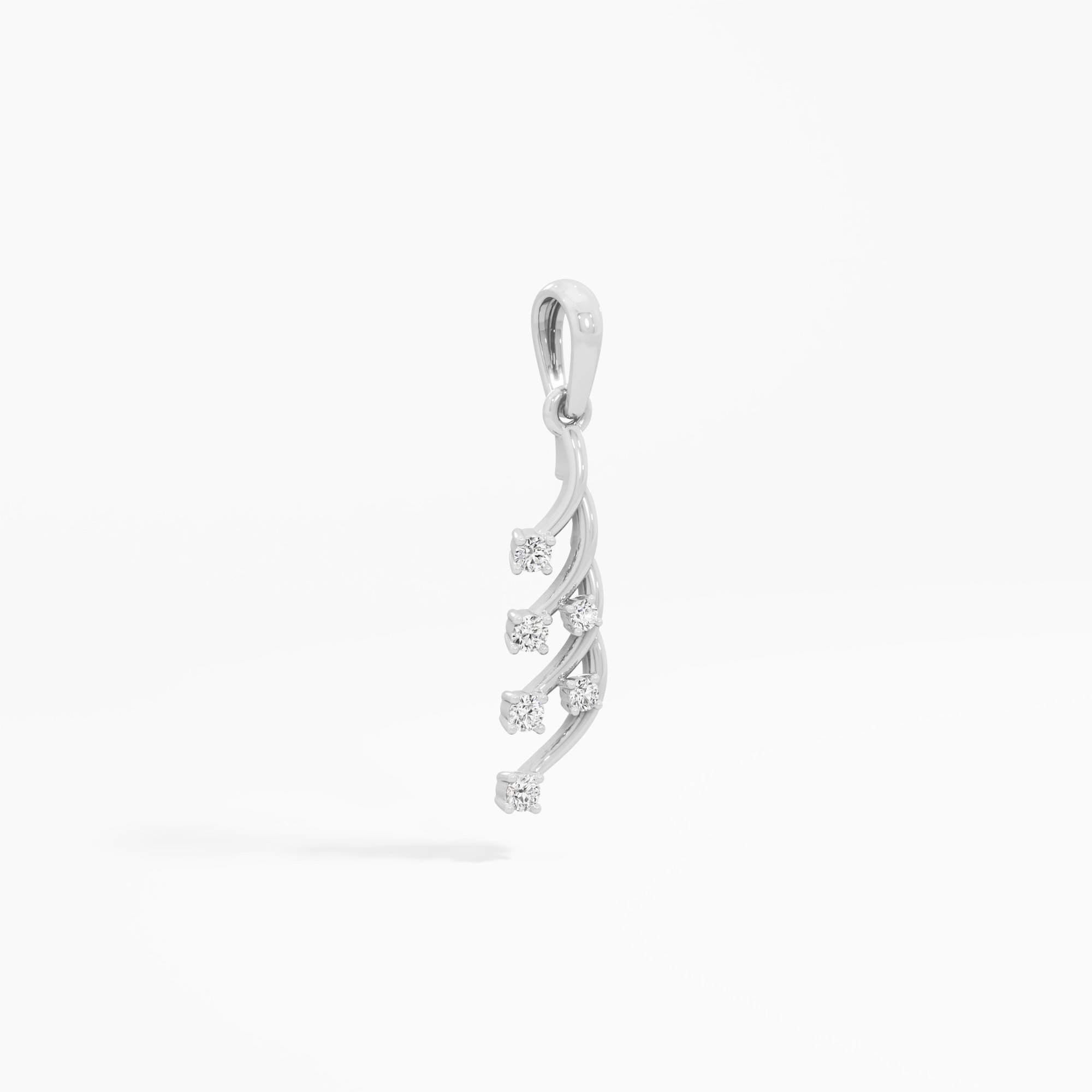 Feather Vine Diamond Pendant in 9KT White Gold (Diamond Quality:FG-VVS VS)