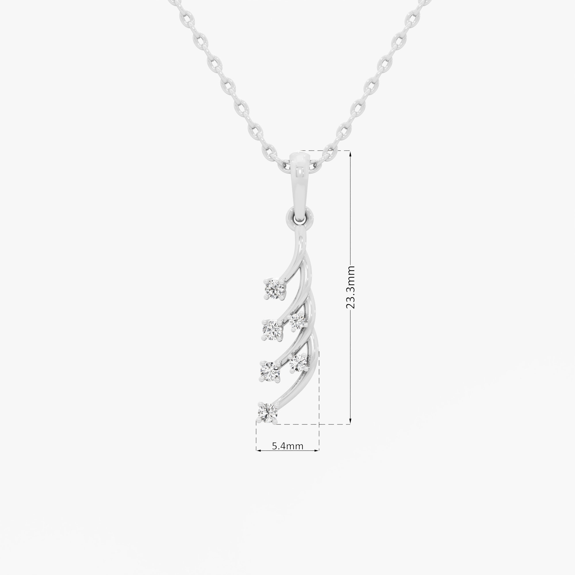 Feather Vine Diamond Pendant in 9KT White Gold (Diamond Quality:FG-VVS VS)