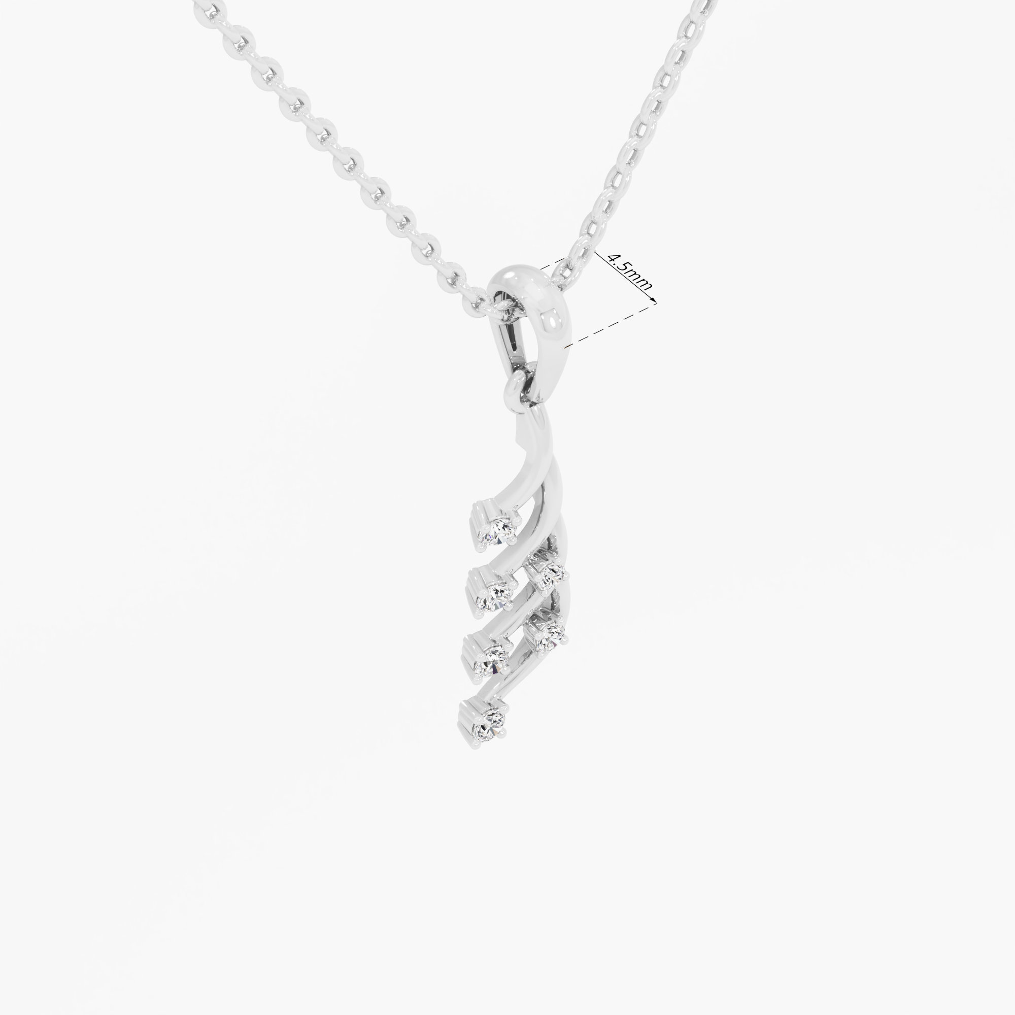 Feather Vine Diamond Pendant in 9KT White Gold (Diamond Quality:FG-VVS VS)