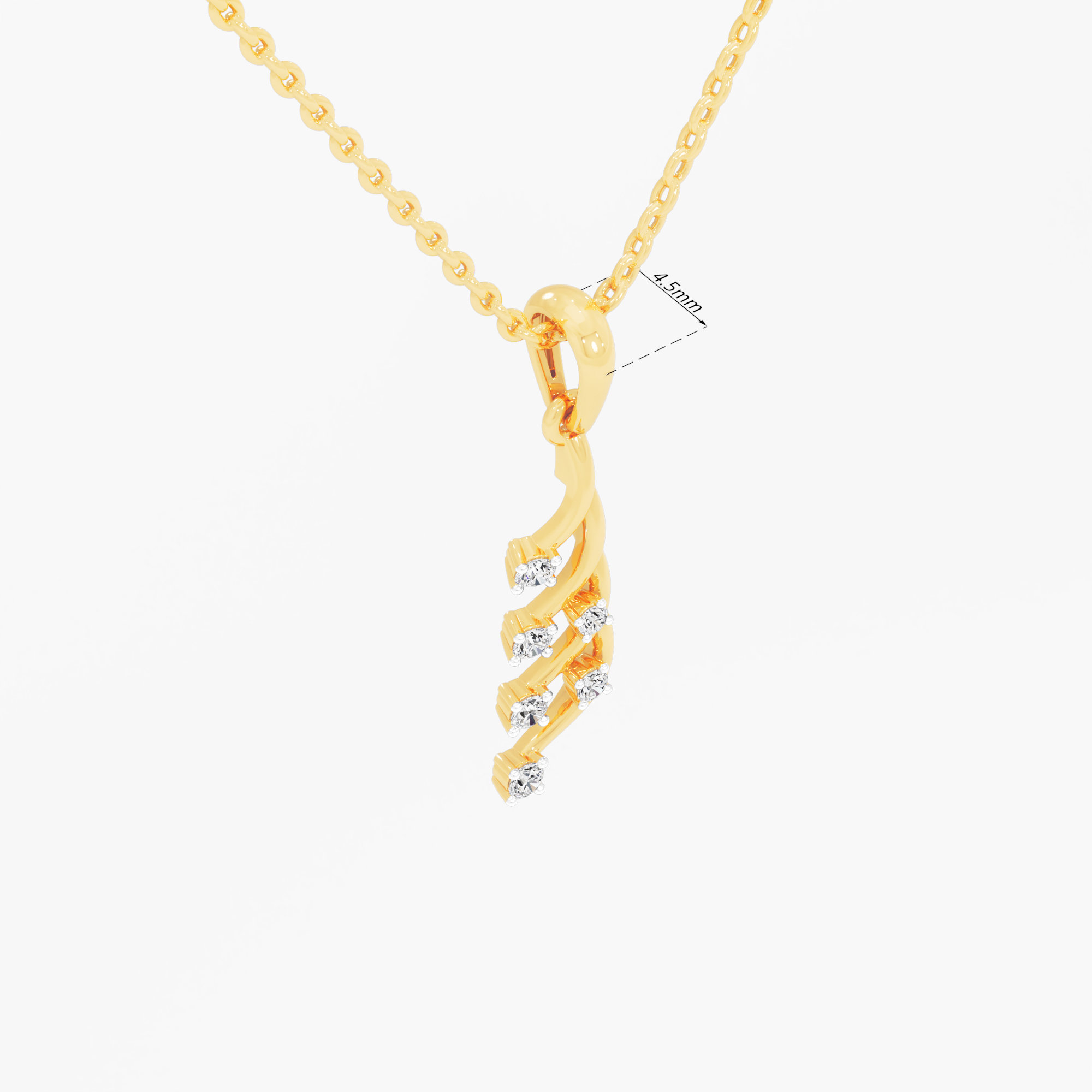Feather Vine Diamond Pendant in 9KT Yellow Gold (Diamond Quality:FG-VVS VS)