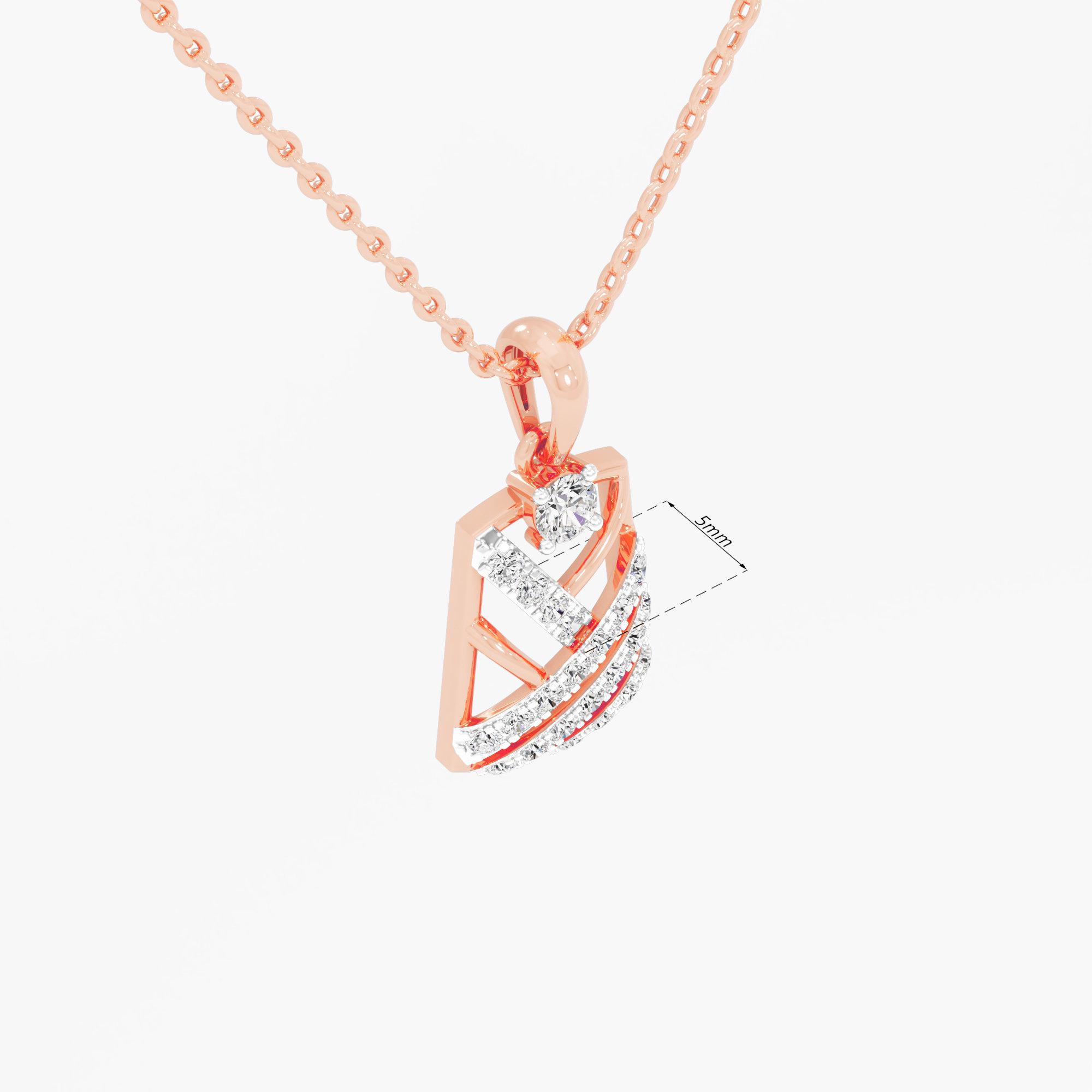 Deco Shield Diamond Pendant in 9KT Rose Gold (Diamond Quality:FG-VVS VS)