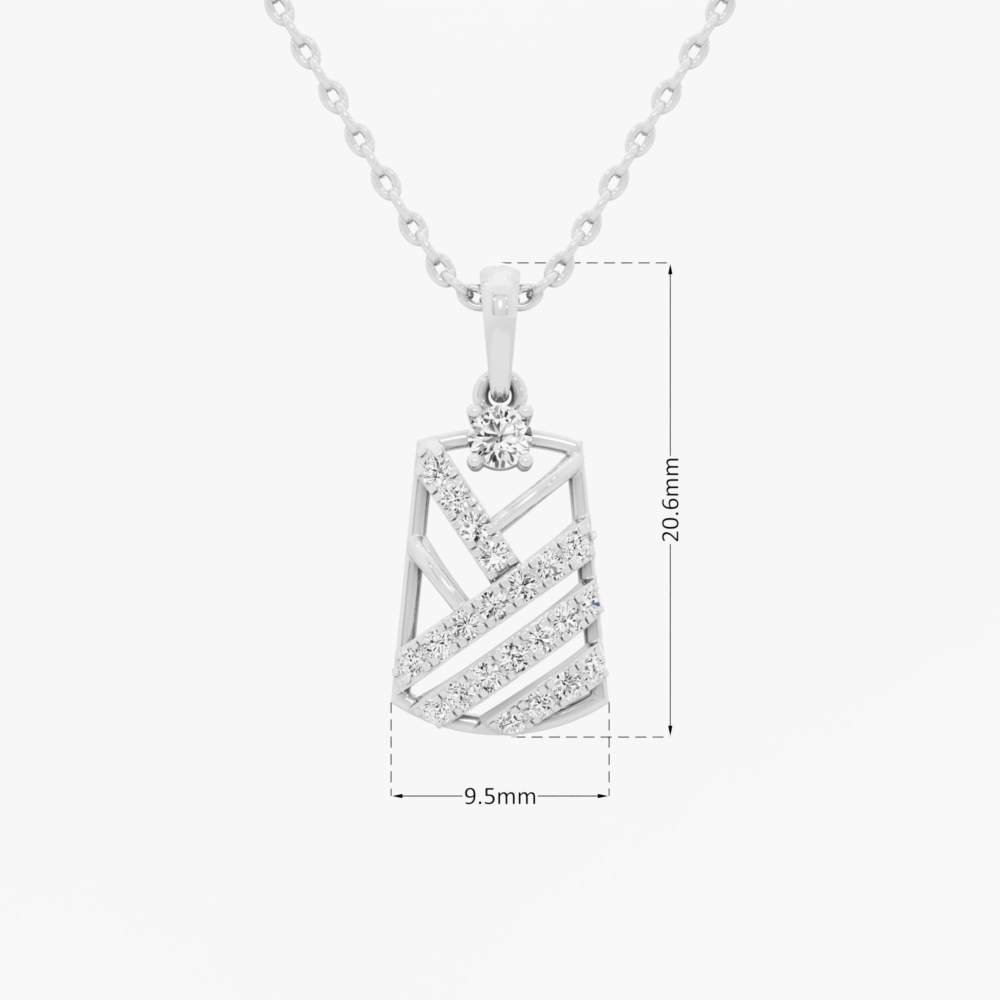 Deco Shield Diamond Pendant in 9KT White Gold (Diamond Quality:FG-VVS VS)