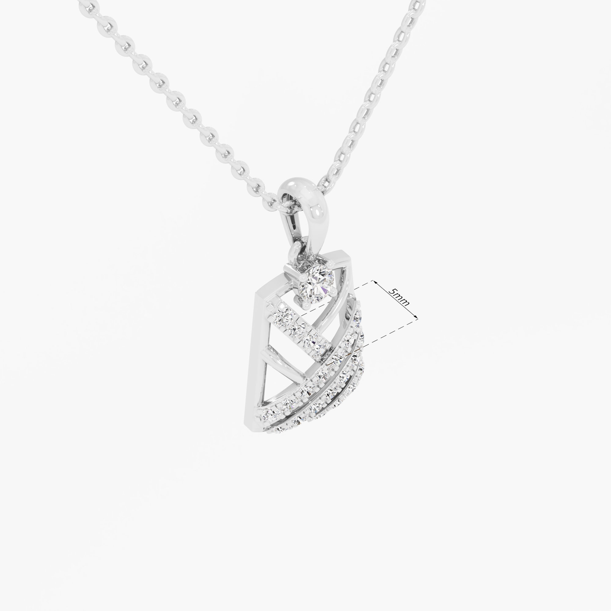 Deco Shield Diamond Pendant in 9KT White Gold (Diamond Quality:FG-VVS VS)