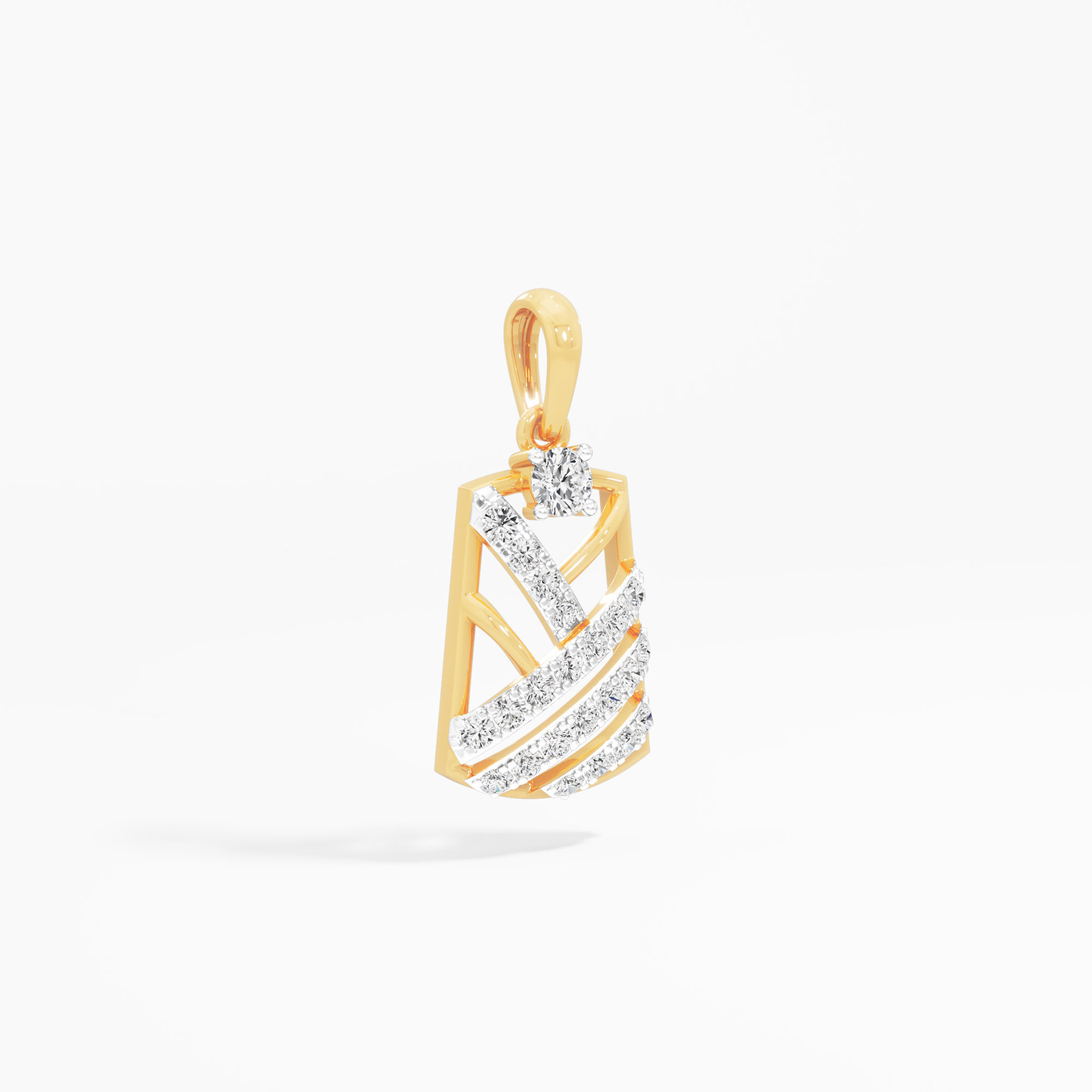 Deco Shield Diamond Pendant in 9KT Yellow Gold (Diamond Quality:FG-VVS VS)