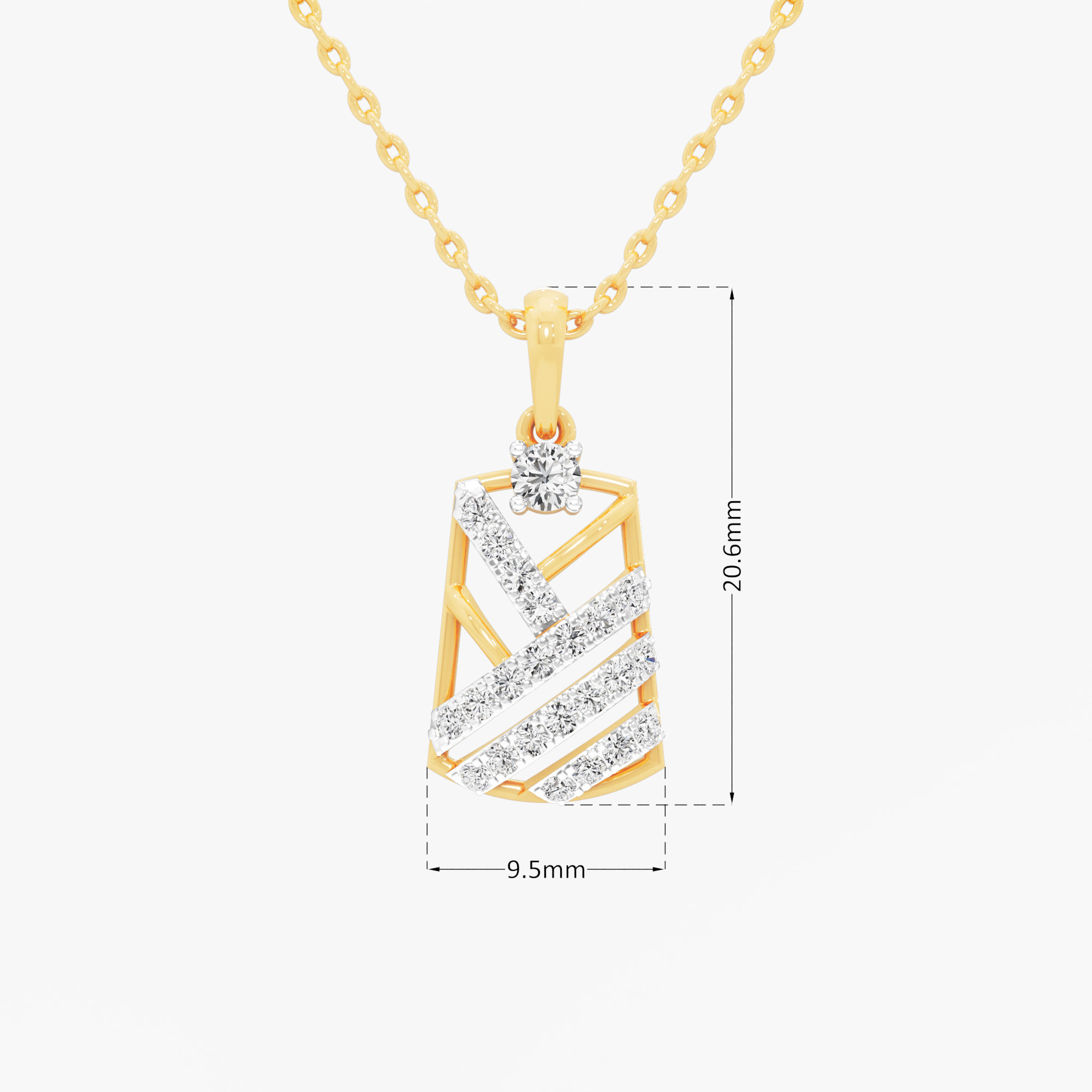 Deco Shield Diamond Pendant in 9KT Yellow Gold (Diamond Quality:FG-VVS VS)