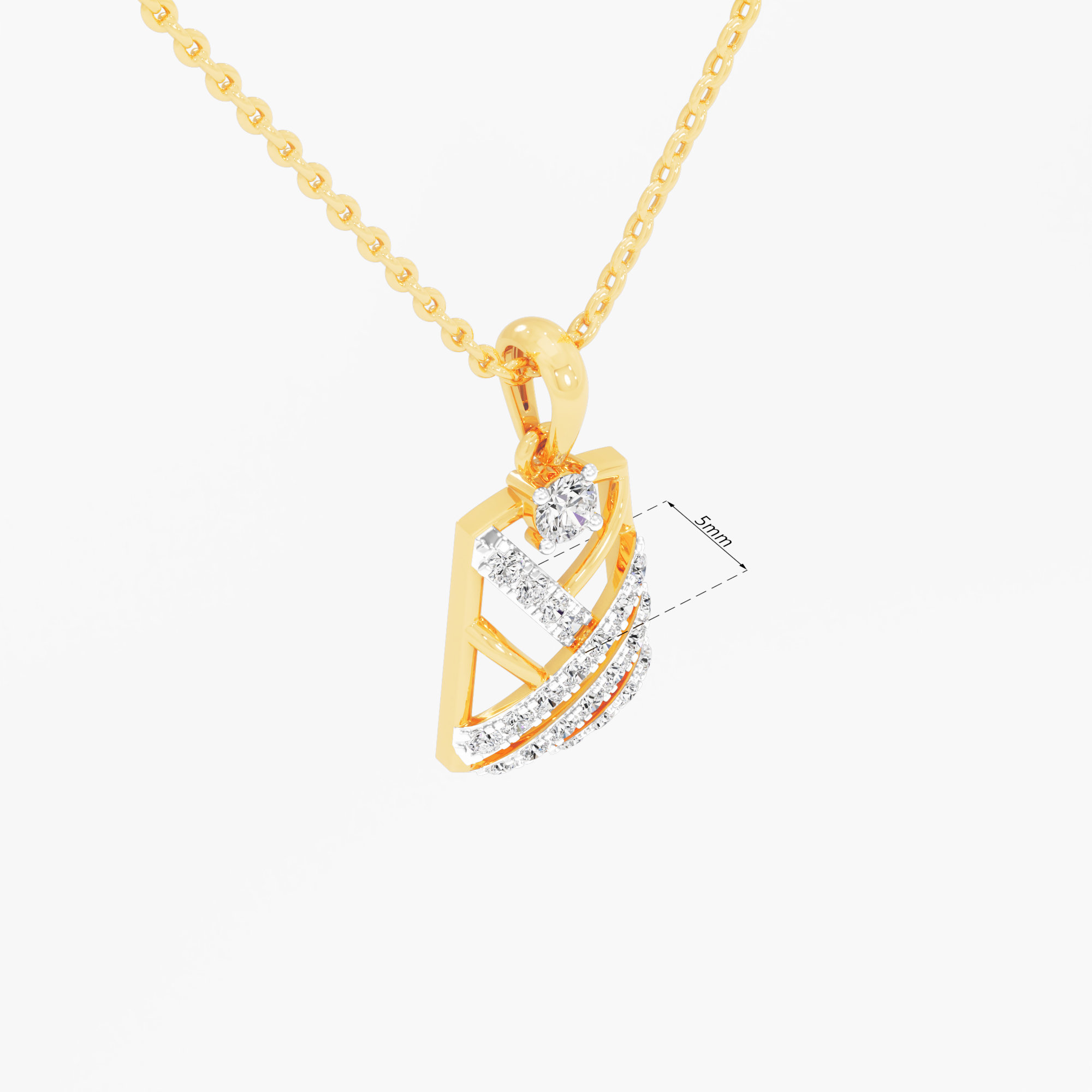 Deco Shield Diamond Pendant in 9KT Yellow Gold (Diamond Quality:FG-VVS VS)